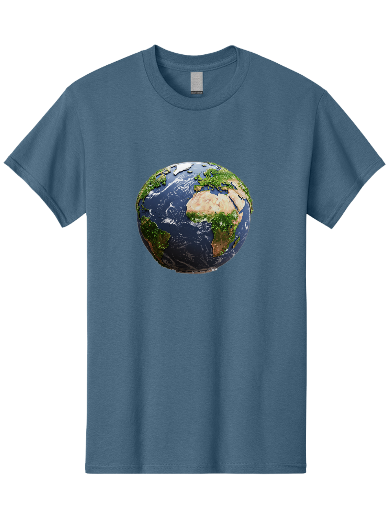 Globe-12 Men'S Graphic Tee, 100% Cotton, Comfortable Casual Summer Wear, Machine Washable, Globe Showing Africa, Europe, And Atlantic Ocean, Global View, Planet Earth, Continents, Oceans, Digital Rendering, 3D Visualization, World Map Baa741