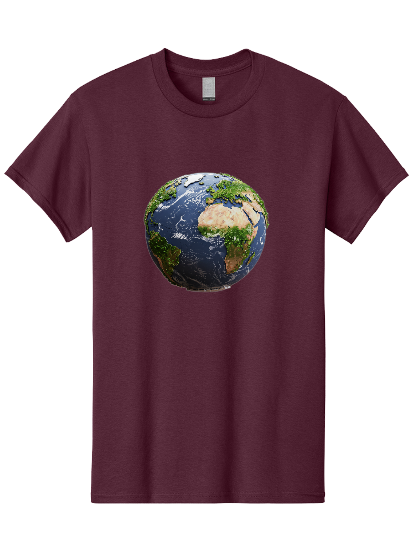 Globe-12 Men'S Graphic Tee, 100% Cotton, Comfortable Casual Summer Wear, Machine Washable, Globe Showing Africa, Europe, And Atlantic Ocean, Global View, Planet Earth, Continents, Oceans, Digital Rendering, 3D Visualization, World Map Baa741