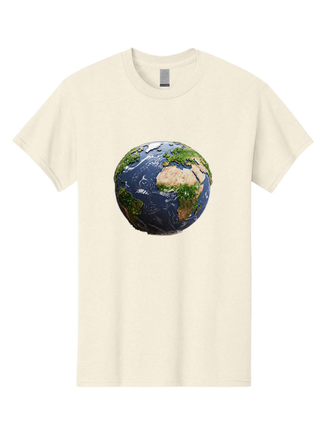 Globe-12 Men'S Graphic Tee, 100% Cotton, Comfortable Casual Summer Wear, Machine Washable, Globe Showing Africa, Europe, And Atlantic Ocean, Global View, Planet Earth, Continents, Oceans, Digital Rendering, 3D Visualization, World Map Baa741