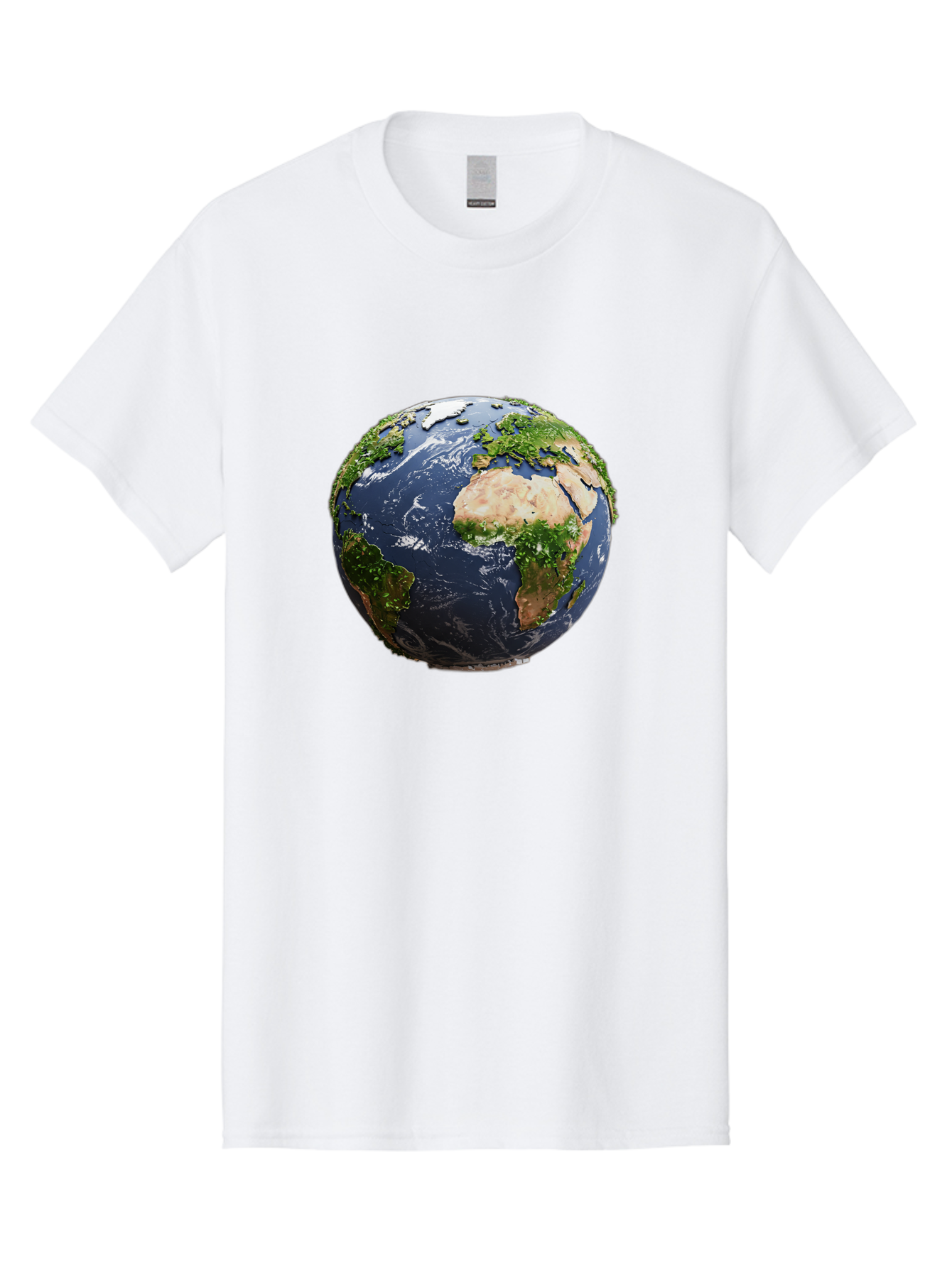 Globe-12 Men'S Graphic Tee, 100% Cotton, Comfortable Casual Summer Wear, Machine Washable, Globe Showing Africa, Europe, And Atlantic Ocean, Global View, Planet Earth, Continents, Oceans, Digital Rendering, 3D Visualization, World Map Baa741
