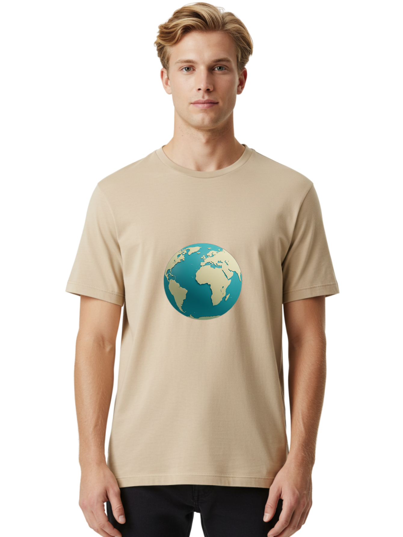 Globe-2 Men'S Graphic Tee, 100% Cotton, Comfortable Casual Summer Wear, Machine Washable, Globe, World Map, Earth, Global Perspective, International, 3D Illustration, Africa, South America, Digital Graphics, Global Unity, Worldview, Baa742
