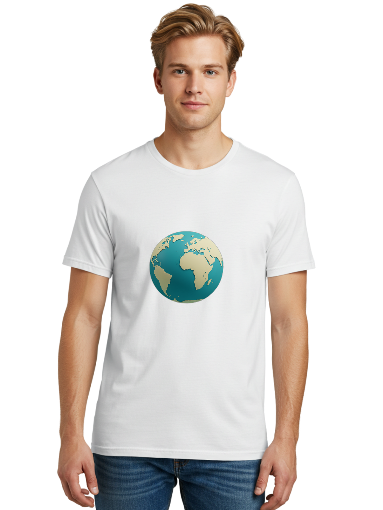 Globe-2 Men'S Graphic Tee, 100% Cotton, Comfortable Casual Summer Wear, Machine Washable, Globe, World Map, Earth, Global Perspective, International, 3D Illustration, Africa, South America, Digital Graphics, Global Unity, Worldview, Baa742