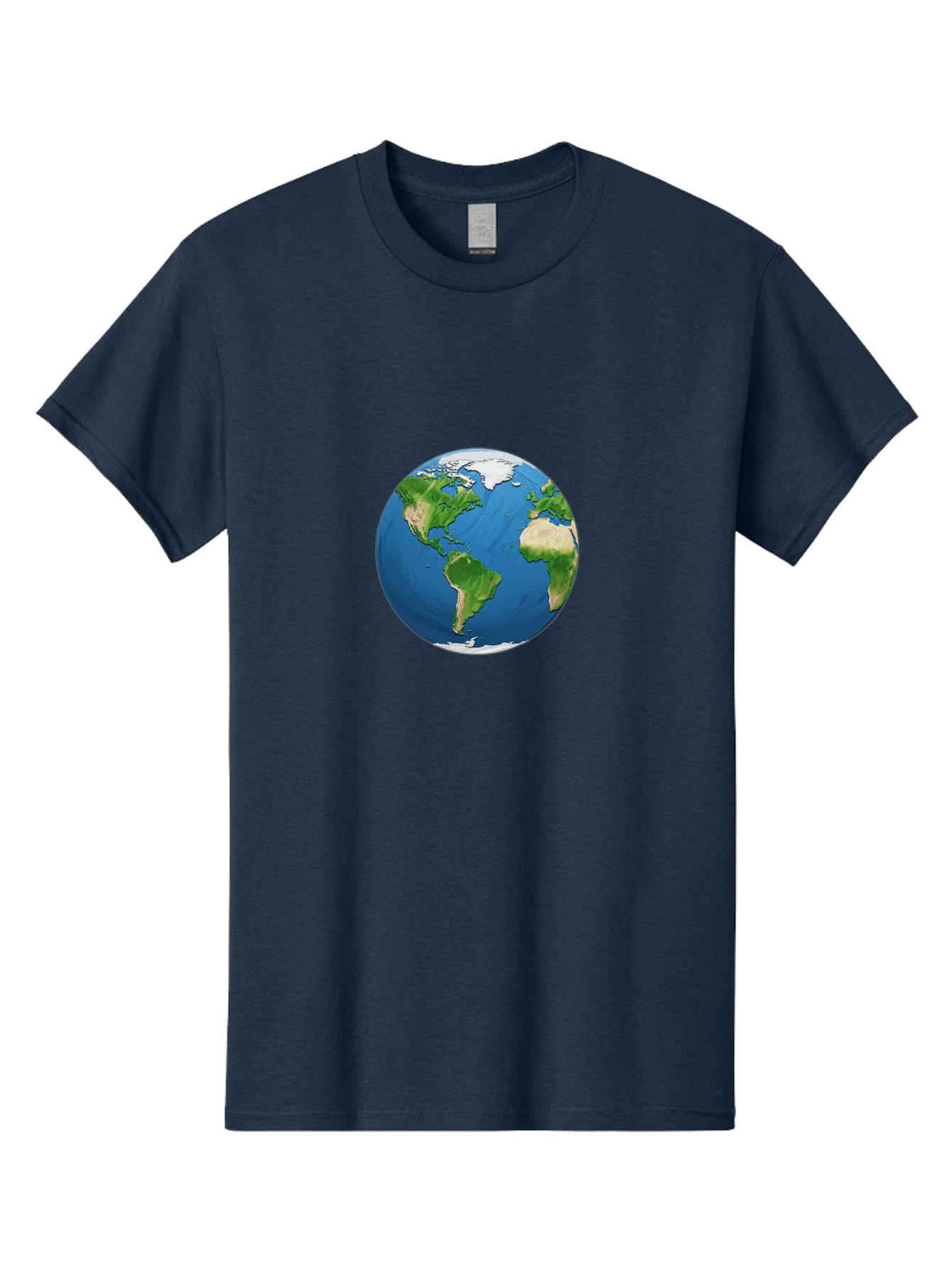 Globe-3 Men'S Graphic Tee, 100% Cotton, Comfortable Casual Summer Wear, Machine Washable, Globe Showing Americas And Africa, Planet Earth, 3D Rendering, Blue Oceans, Green Continents, Natural Resources, Global Unity, Earth From Space Baa743