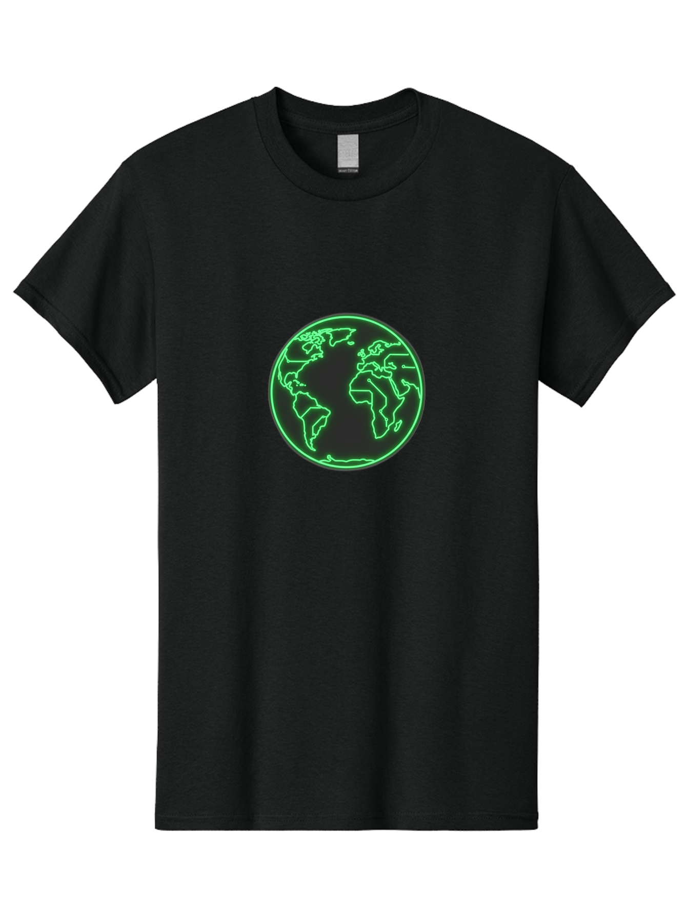 Globe-7 Men'S Graphic Tee, 100% Cotton, Comfortable Casual Summer Wear, Machine Washable, Globe Icon, World Map, Global Illustration, Neon Outline, Minimalist Design, Earth Symbol, International Representation Baa747