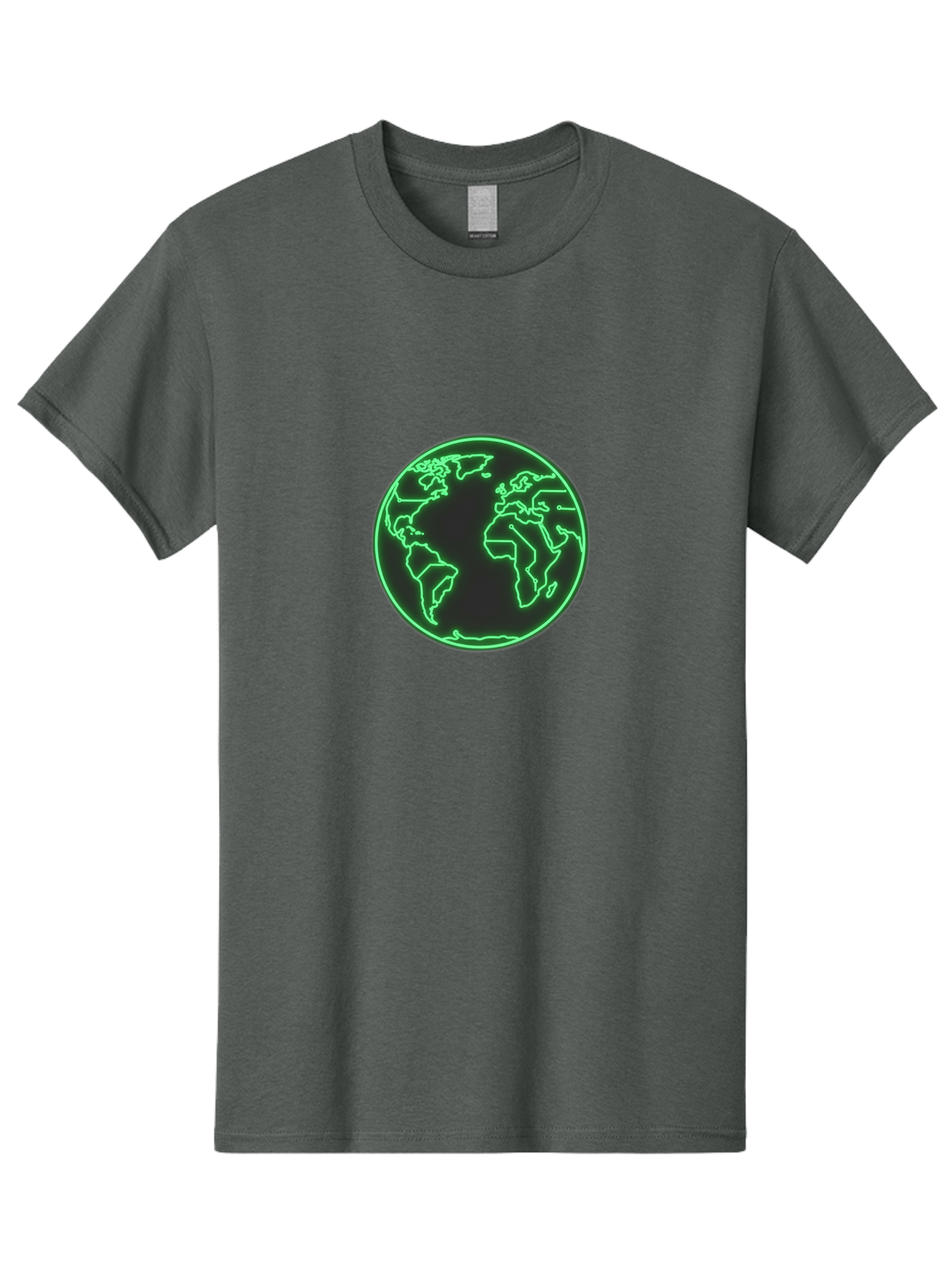 Globe-7 Men'S Graphic Tee, 100% Cotton, Comfortable Casual Summer Wear, Machine Washable, Globe Icon, World Map, Global Illustration, Neon Outline, Minimalist Design, Earth Symbol, International Representation Baa747