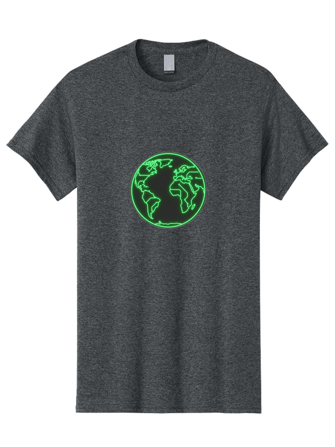 Globe-7 Men'S Graphic Tee, 100% Cotton, Comfortable Casual Summer Wear, Machine Washable, Globe Icon, World Map, Global Illustration, Neon Outline, Minimalist Design, Earth Symbol, International Representation Baa747