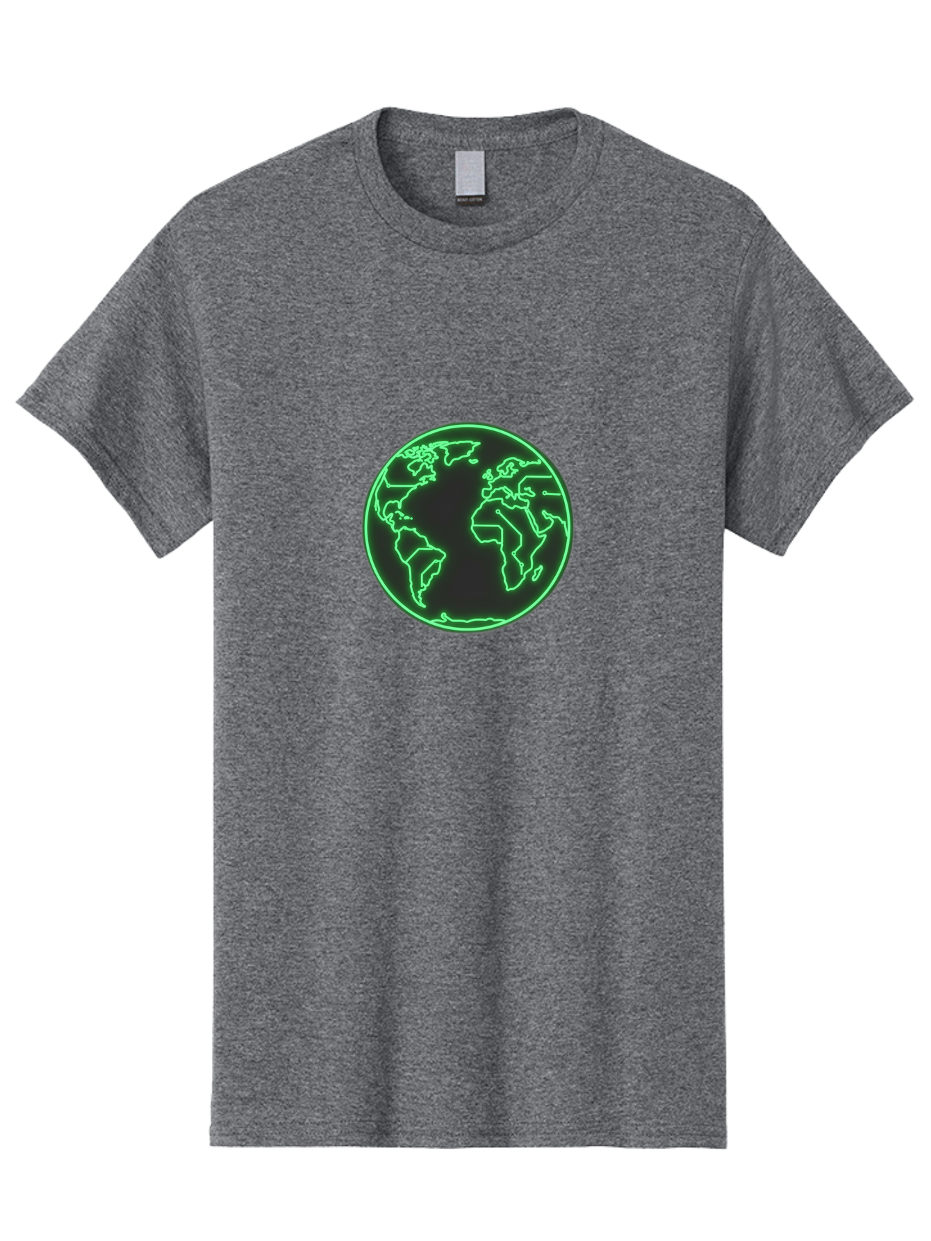 Globe-7 Men'S Graphic Tee, 100% Cotton, Comfortable Casual Summer Wear, Machine Washable, Globe Icon, World Map, Global Illustration, Neon Outline, Minimalist Design, Earth Symbol, International Representation Baa747