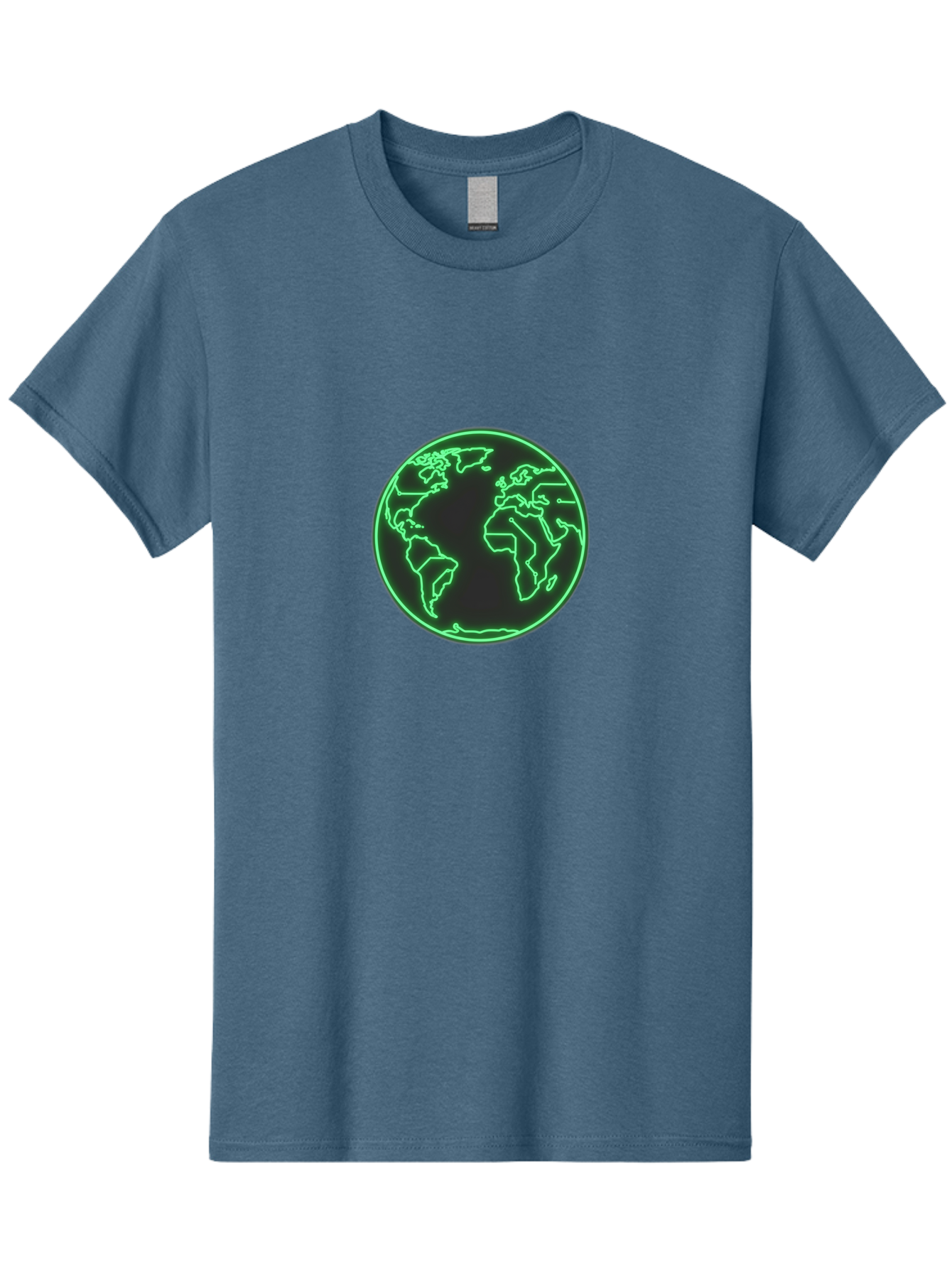 Globe-7 Men'S Graphic Tee, 100% Cotton, Comfortable Casual Summer Wear, Machine Washable, Globe Icon, World Map, Global Illustration, Neon Outline, Minimalist Design, Earth Symbol, International Representation Baa747
