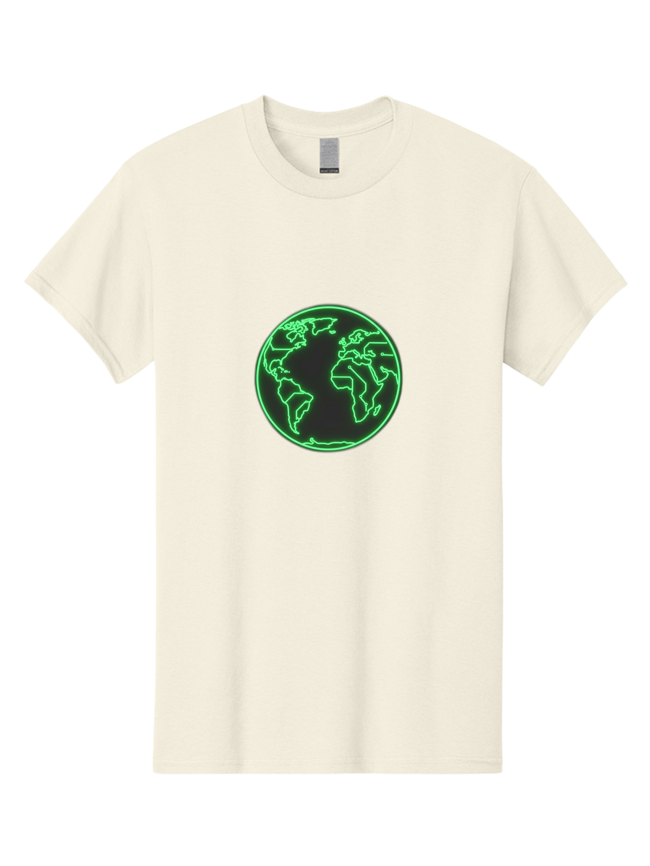 Globe-7 Men'S Graphic Tee, 100% Cotton, Comfortable Casual Summer Wear, Machine Washable, Globe Icon, World Map, Global Illustration, Neon Outline, Minimalist Design, Earth Symbol, International Representation Baa747