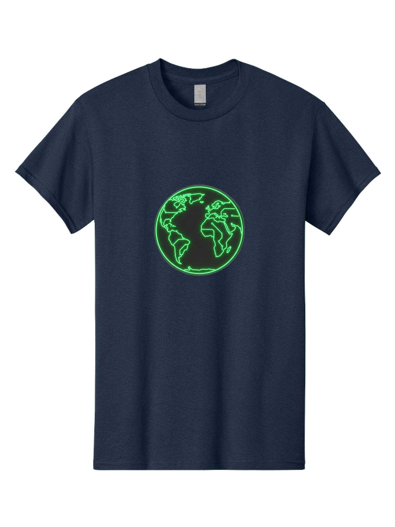 Globe-7 Men'S Graphic Tee, 100% Cotton, Comfortable Casual Summer Wear, Machine Washable, Globe Icon, World Map, Global Illustration, Neon Outline, Minimalist Design, Earth Symbol, International Representation Baa747