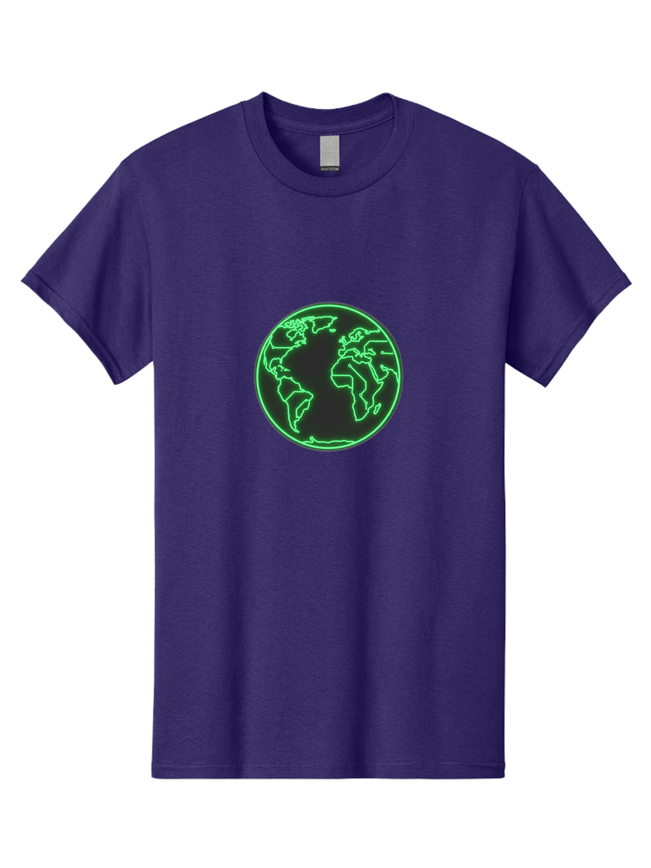 Globe-7 Men'S Graphic Tee, 100% Cotton, Comfortable Casual Summer Wear, Machine Washable, Globe Icon, World Map, Global Illustration, Neon Outline, Minimalist Design, Earth Symbol, International Representation Baa747