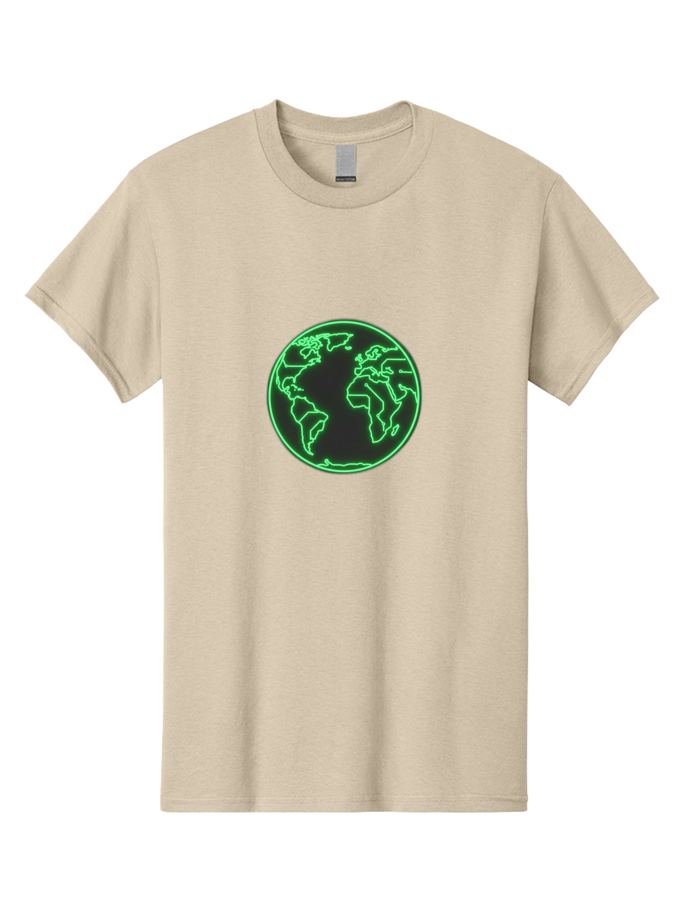 Globe-7 Men'S Graphic Tee, 100% Cotton, Comfortable Casual Summer Wear, Machine Washable, Globe Icon, World Map, Global Illustration, Neon Outline, Minimalist Design, Earth Symbol, International Representation Baa747