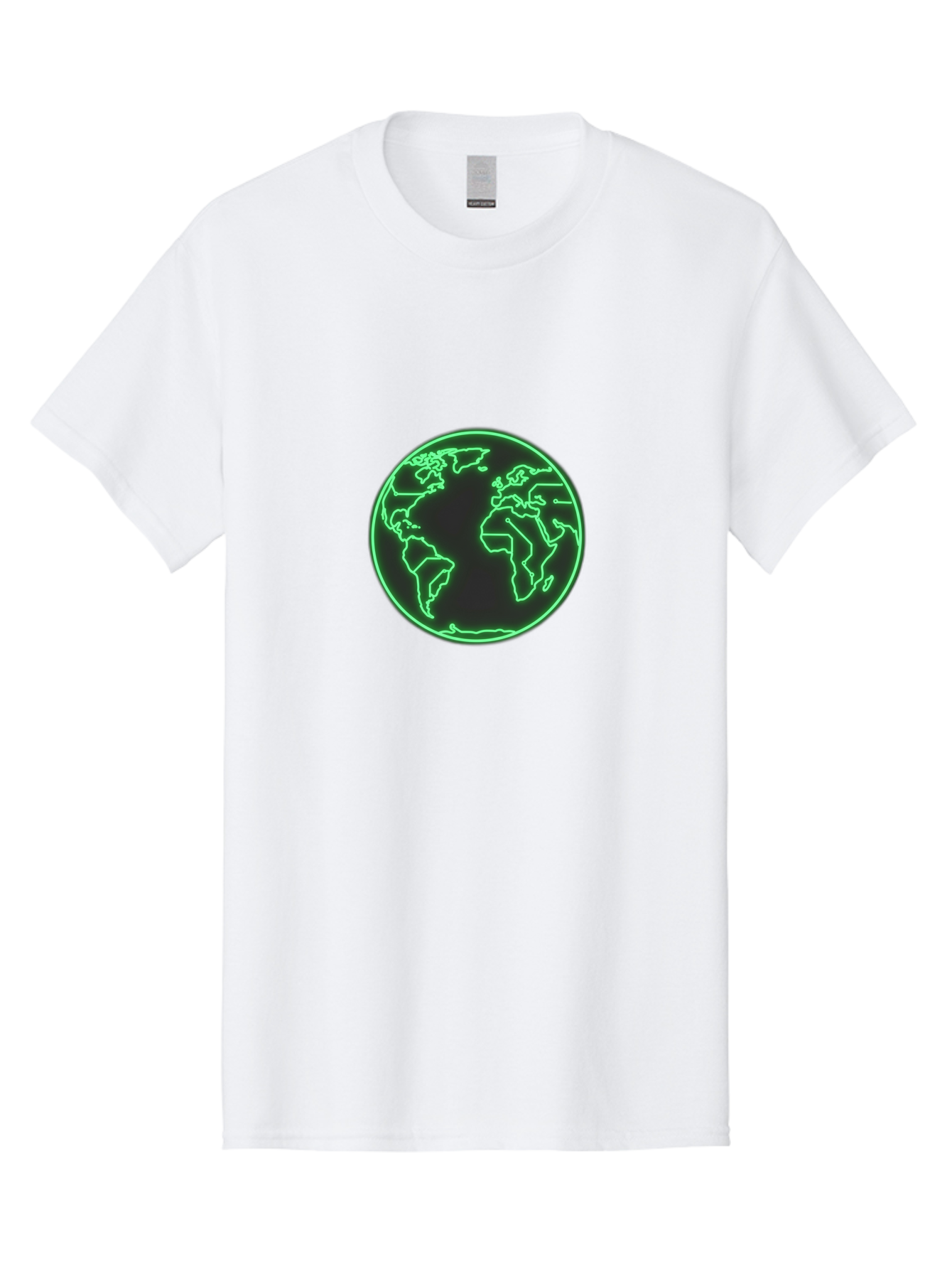 Globe-7 Men'S Graphic Tee, 100% Cotton, Comfortable Casual Summer Wear, Machine Washable, Globe Icon, World Map, Global Illustration, Neon Outline, Minimalist Design, Earth Symbol, International Representation Baa747
