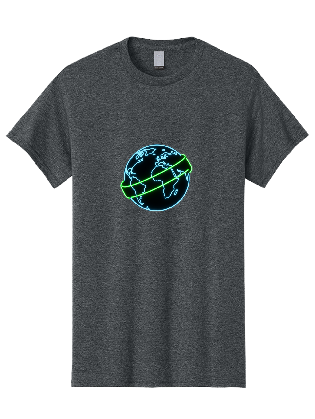 Globe-8 Men'S Graphic Tee, 100% Cotton, Comfortable Casual Summer Wear, Machine Washable, Globe Illustration, Neon Lines, Global Map, Earth Icon, Futuristic Design, Digital Art, World Map Outline, Abstract Globe, Modern Graphic Baa748