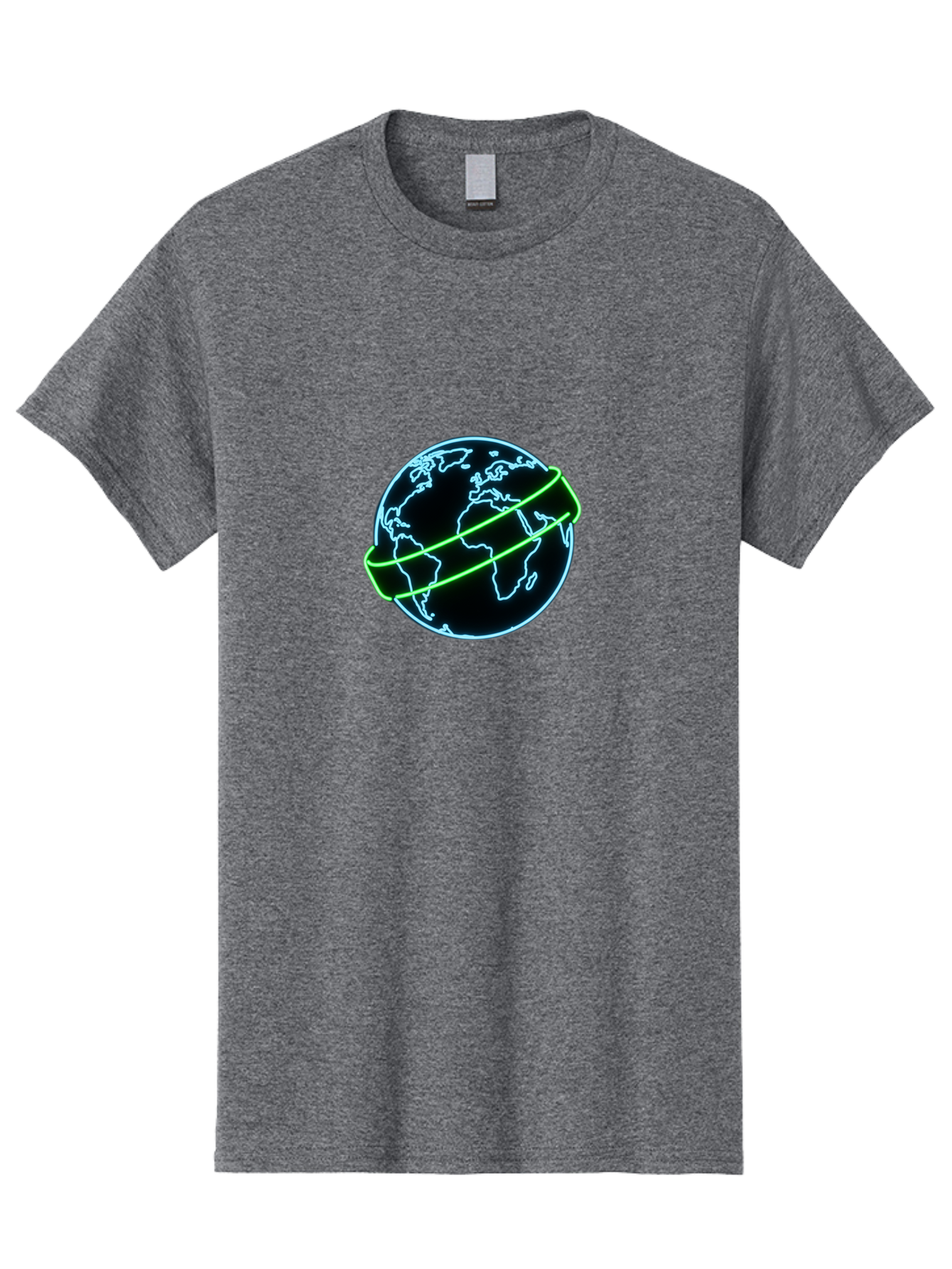 Globe-8 Men'S Graphic Tee, 100% Cotton, Comfortable Casual Summer Wear, Machine Washable, Globe Illustration, Neon Lines, Global Map, Earth Icon, Futuristic Design, Digital Art, World Map Outline, Abstract Globe, Modern Graphic Baa748