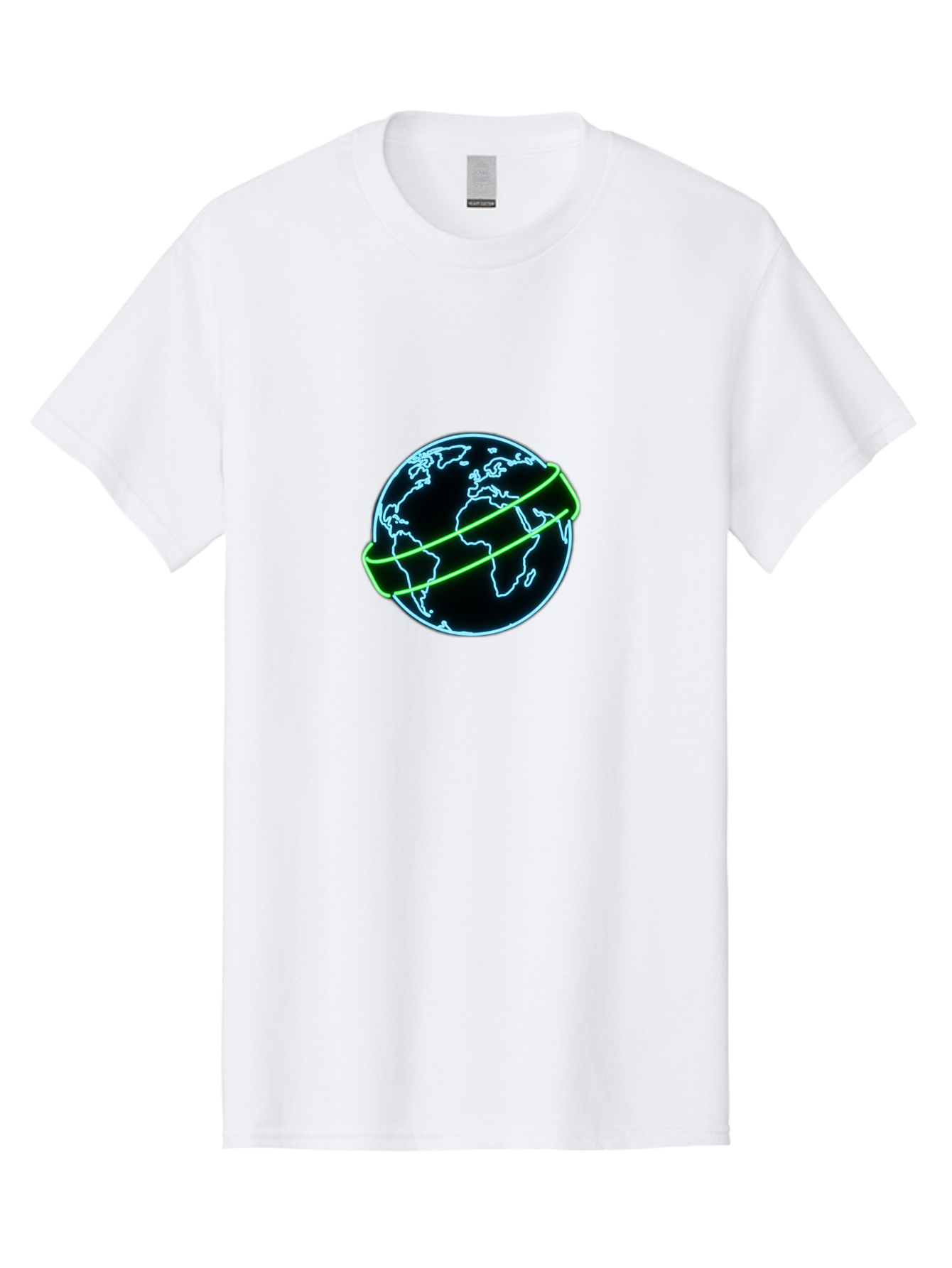 Globe-8 Men'S Graphic Tee, 100% Cotton, Comfortable Casual Summer Wear, Machine Washable, Globe Illustration, Neon Lines, Global Map, Earth Icon, Futuristic Design, Digital Art, World Map Outline, Abstract Globe, Modern Graphic Baa748