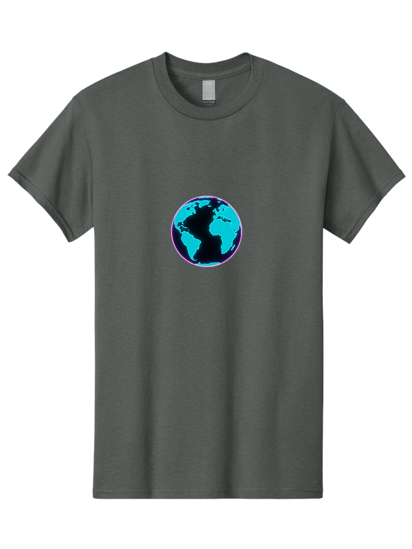 Globe-9 Men'S Graphic Tee, 100% Cotton, Comfortable Casual Summer Wear, Machine Washable, Globe, World Map, Blue And Black Silhouette, Centered, Visual Representation, Earth'S Surface, Americas Centered, Pink Outline, Modern Design, Baa749
