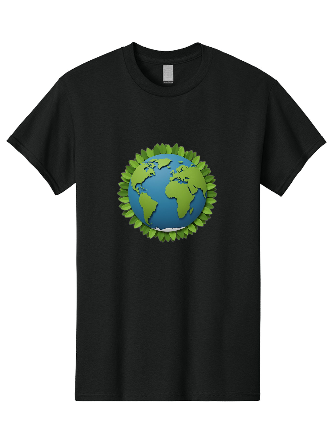 Globe-With-Leaves-1 Men'S Graphic Tee, 100% Cotton, Comfortable Casual Summer Wear, Machine Washable, Globe Surrounded By Leaves, Eco-Friendly, Sustainable Living, Environmental Conservation, Green Earth, World Unity, Going Green, Earth Day Baa757