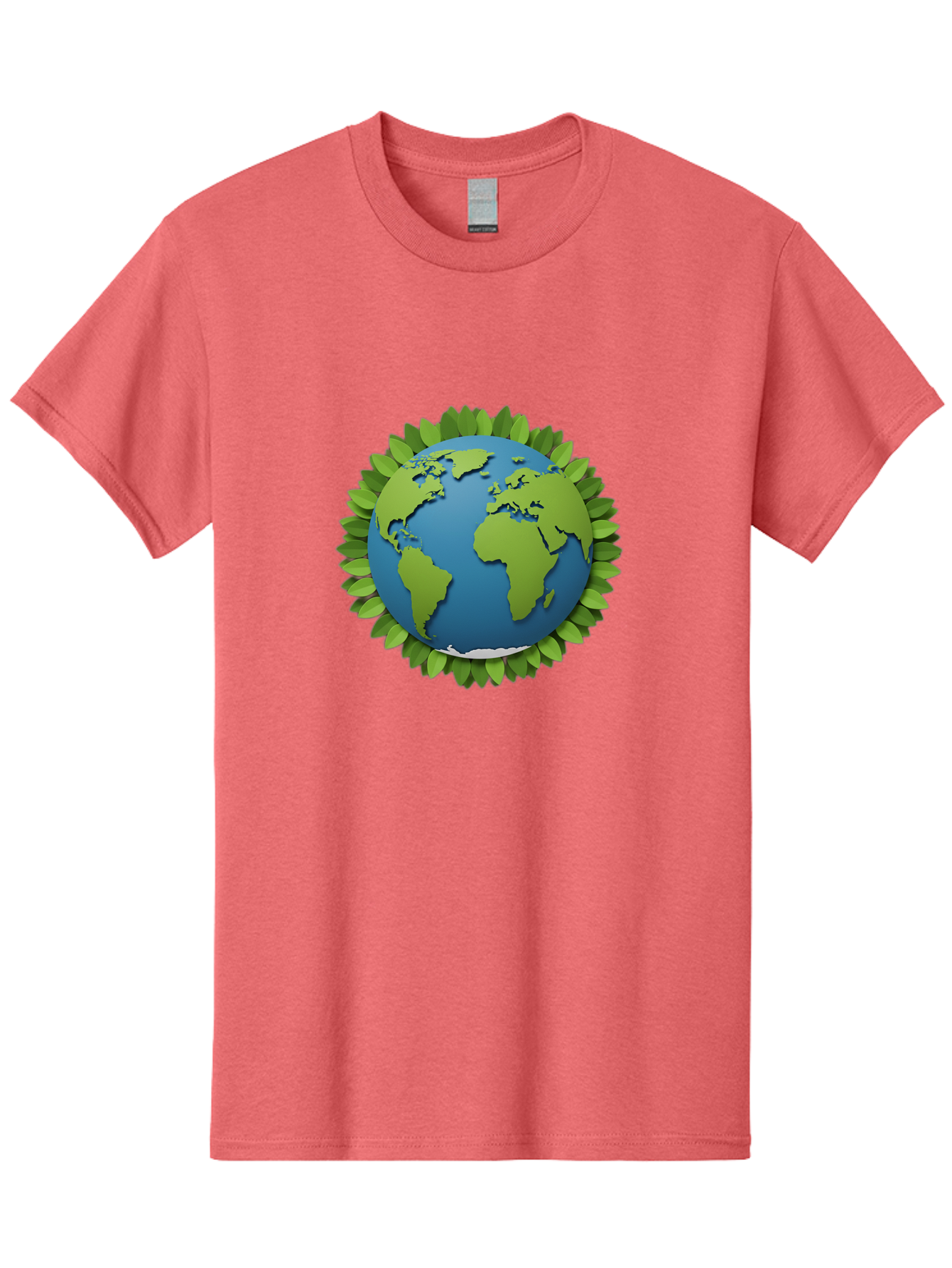 Globe-With-Leaves-1 Men'S Graphic Tee, 100% Cotton, Comfortable Casual Summer Wear, Machine Washable, Globe Surrounded By Leaves, Eco-Friendly, Sustainable Living, Environmental Conservation, Green Earth, World Unity, Going Green, Earth Day Baa757