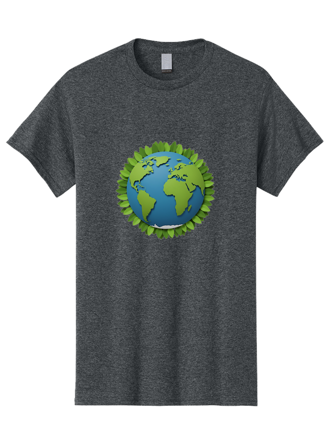 Globe-With-Leaves-1 Men'S Graphic Tee, 100% Cotton, Comfortable Casual Summer Wear, Machine Washable, Globe Surrounded By Leaves, Eco-Friendly, Sustainable Living, Environmental Conservation, Green Earth, World Unity, Going Green, Earth Day Baa757