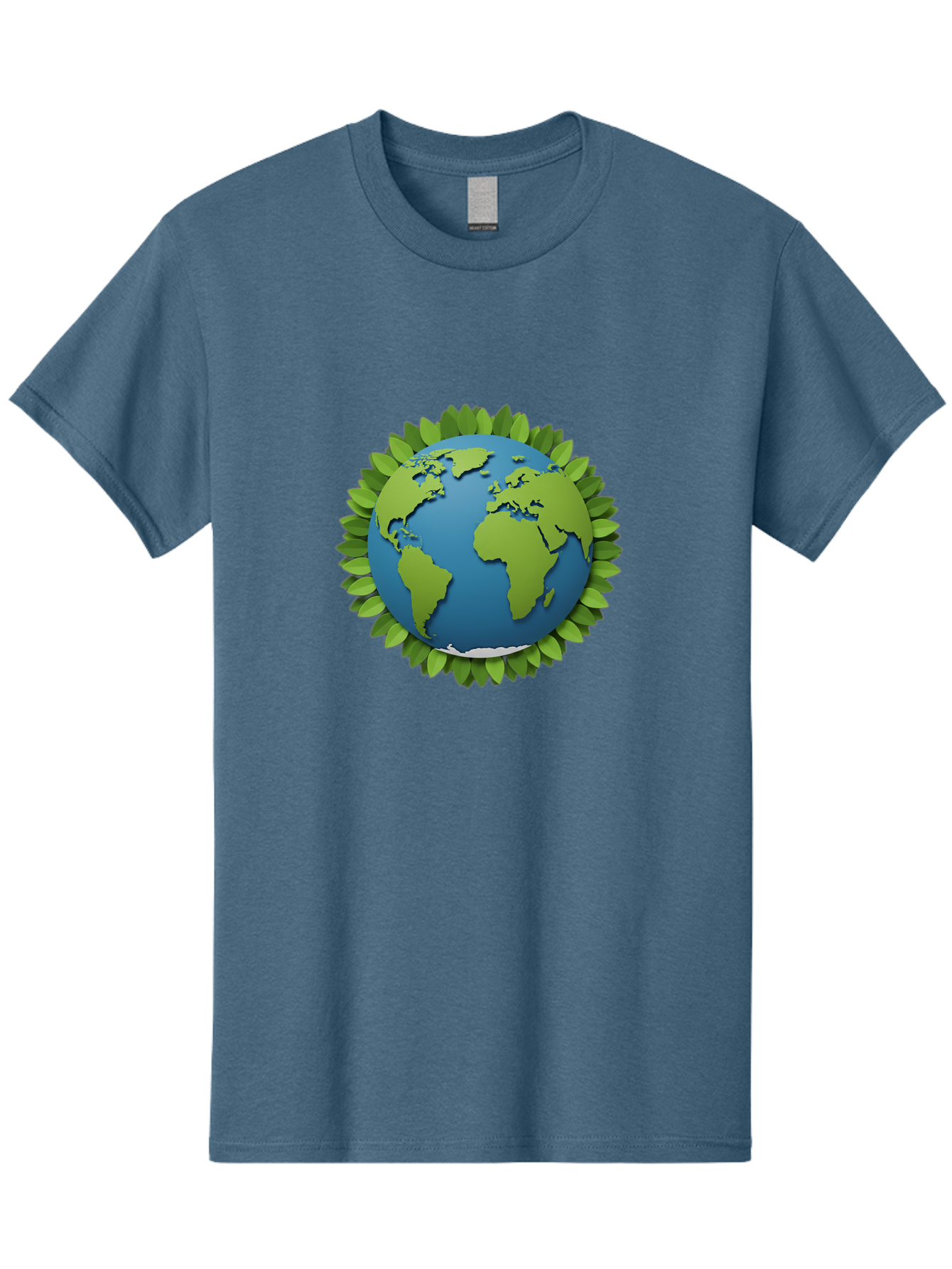 Globe-With-Leaves-1 Men'S Graphic Tee, 100% Cotton, Comfortable Casual Summer Wear, Machine Washable, Globe Surrounded By Leaves, Eco-Friendly, Sustainable Living, Environmental Conservation, Green Earth, World Unity, Going Green, Earth Day Baa757