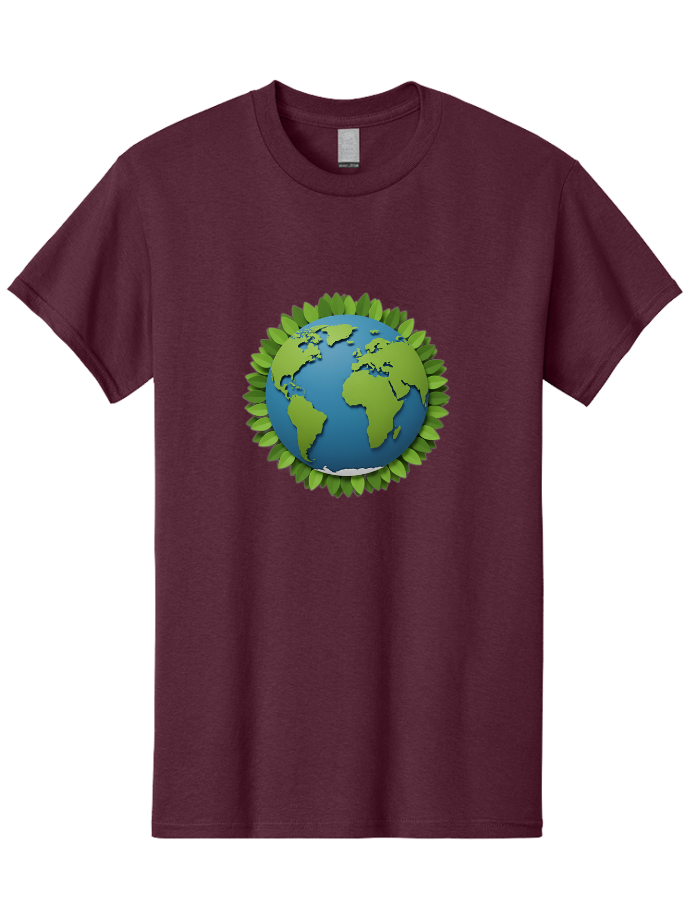 Globe-With-Leaves-1 Men'S Graphic Tee, 100% Cotton, Comfortable Casual Summer Wear, Machine Washable, Globe Surrounded By Leaves, Eco-Friendly, Sustainable Living, Environmental Conservation, Green Earth, World Unity, Going Green, Earth Day Baa757