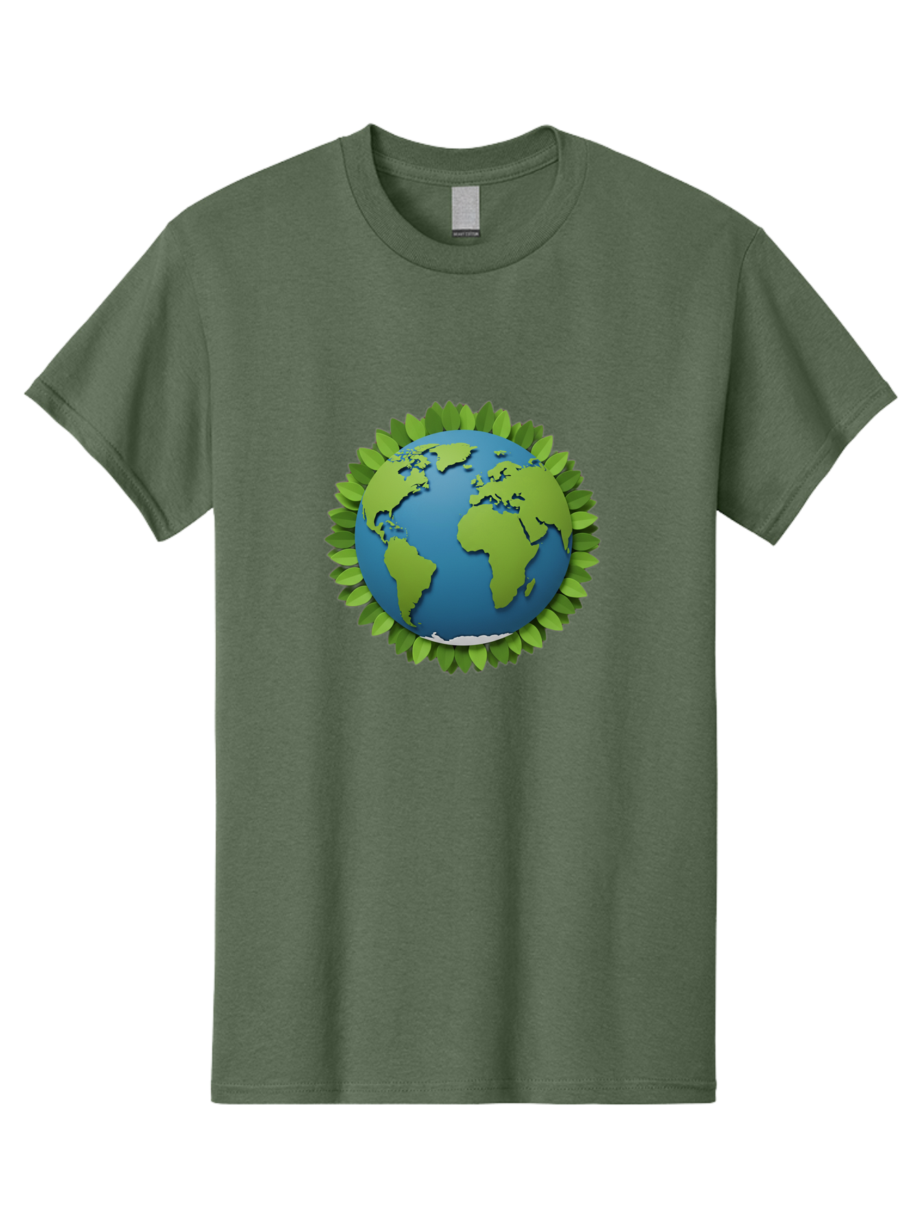 Globe-With-Leaves-1 Men'S Graphic Tee, 100% Cotton, Comfortable Casual Summer Wear, Machine Washable, Globe Surrounded By Leaves, Eco-Friendly, Sustainable Living, Environmental Conservation, Green Earth, World Unity, Going Green, Earth Day Baa757