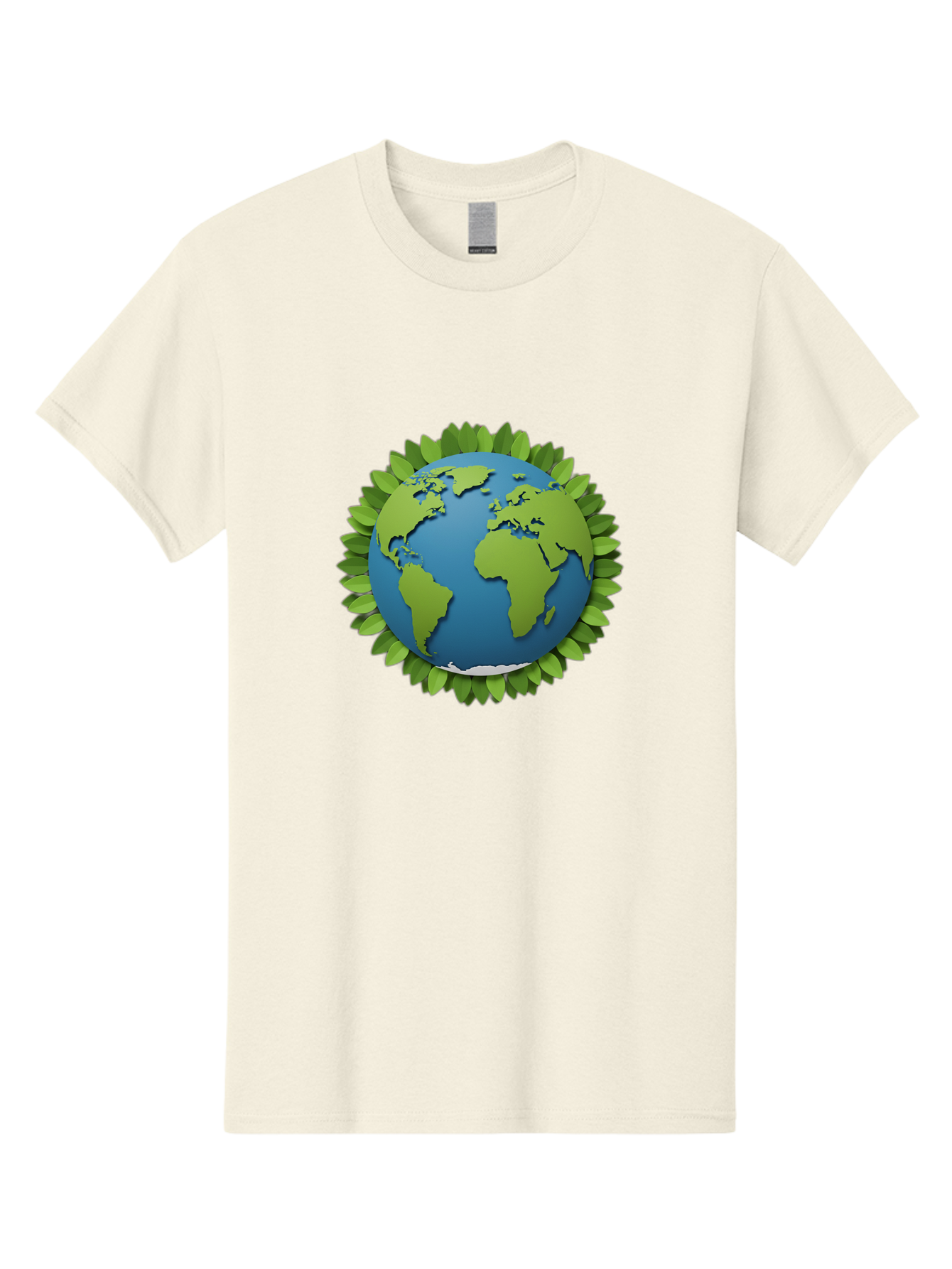 Globe-With-Leaves-1 Men'S Graphic Tee, 100% Cotton, Comfortable Casual Summer Wear, Machine Washable, Globe Surrounded By Leaves, Eco-Friendly, Sustainable Living, Environmental Conservation, Green Earth, World Unity, Going Green, Earth Day Baa757