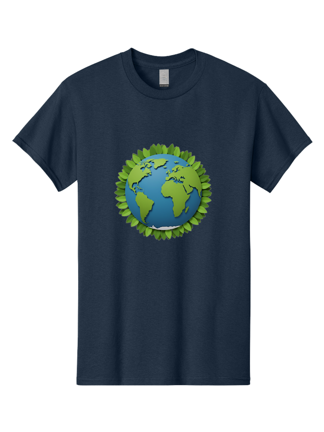 Globe-With-Leaves-1 Men'S Graphic Tee, 100% Cotton, Comfortable Casual Summer Wear, Machine Washable, Globe Surrounded By Leaves, Eco-Friendly, Sustainable Living, Environmental Conservation, Green Earth, World Unity, Going Green, Earth Day Baa757