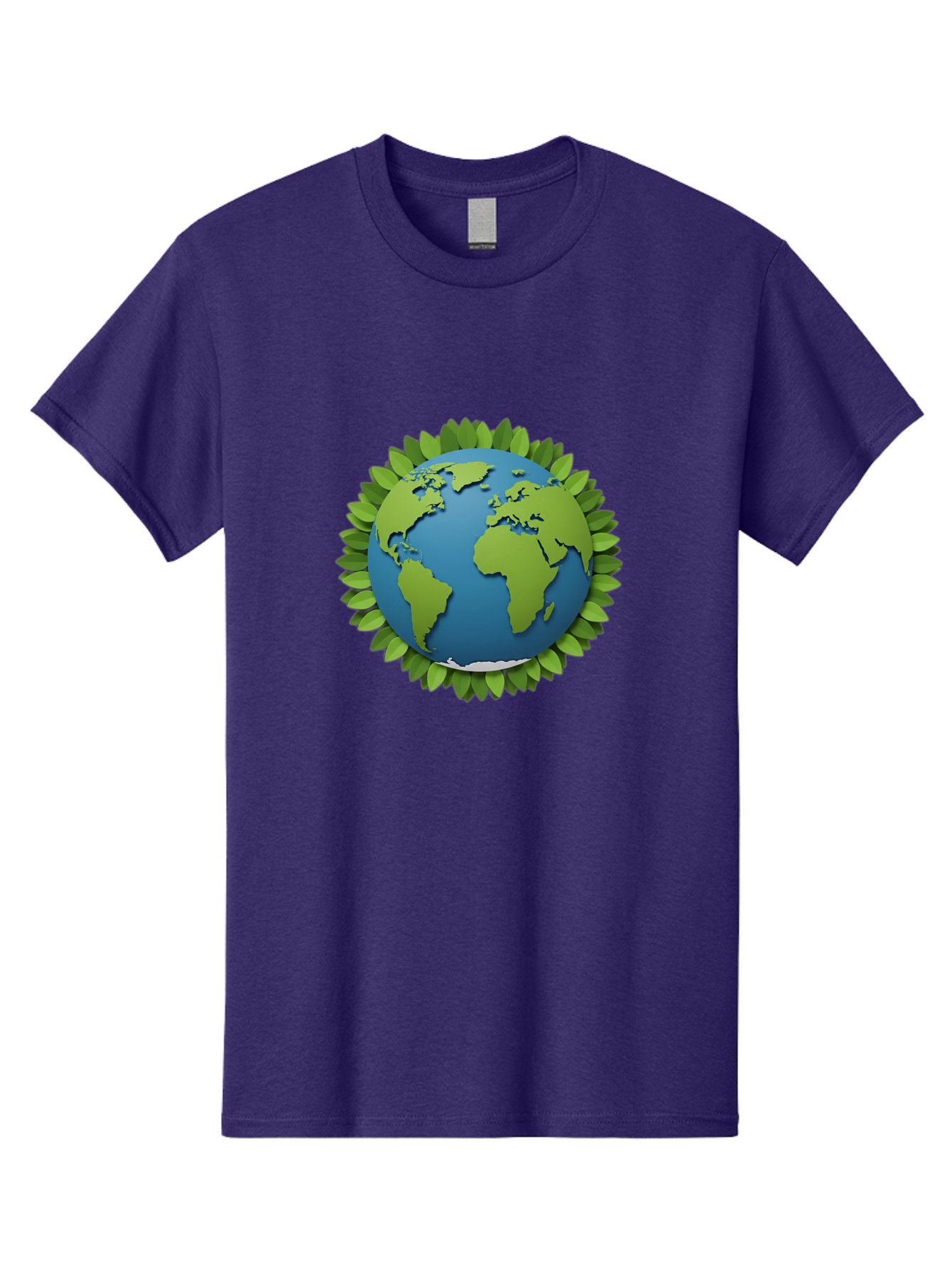 Globe-With-Leaves-1 Men'S Graphic Tee, 100% Cotton, Comfortable Casual Summer Wear, Machine Washable, Globe Surrounded By Leaves, Eco-Friendly, Sustainable Living, Environmental Conservation, Green Earth, World Unity, Going Green, Earth Day Baa757