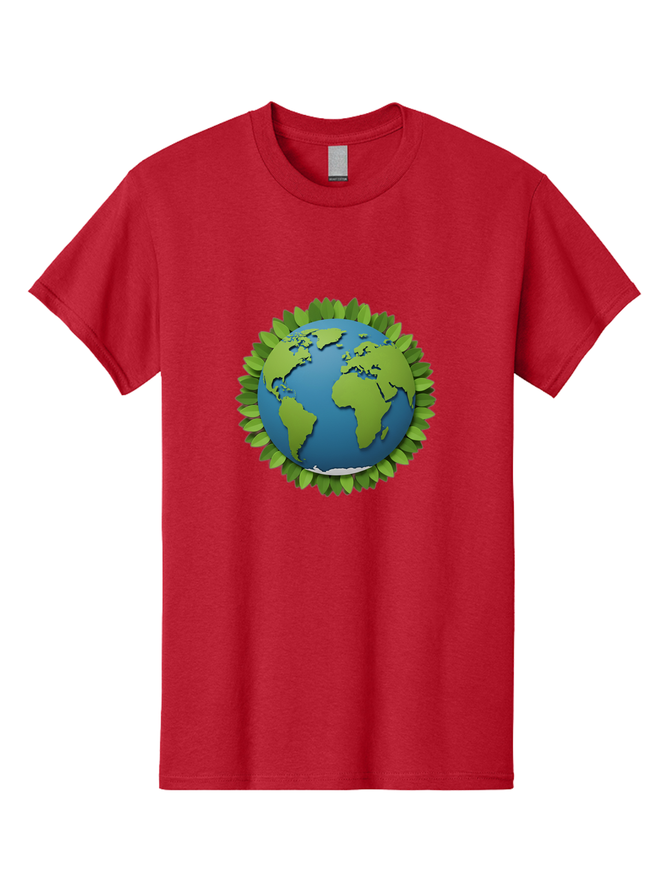 Globe-With-Leaves-1 Men'S Graphic Tee, 100% Cotton, Comfortable Casual Summer Wear, Machine Washable, Globe Surrounded By Leaves, Eco-Friendly, Sustainable Living, Environmental Conservation, Green Earth, World Unity, Going Green, Earth Day Baa757