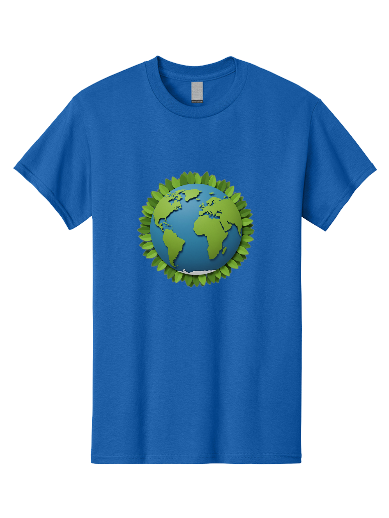 Globe-With-Leaves-1 Men'S Graphic Tee, 100% Cotton, Comfortable Casual Summer Wear, Machine Washable, Globe Surrounded By Leaves, Eco-Friendly, Sustainable Living, Environmental Conservation, Green Earth, World Unity, Going Green, Earth Day Baa757