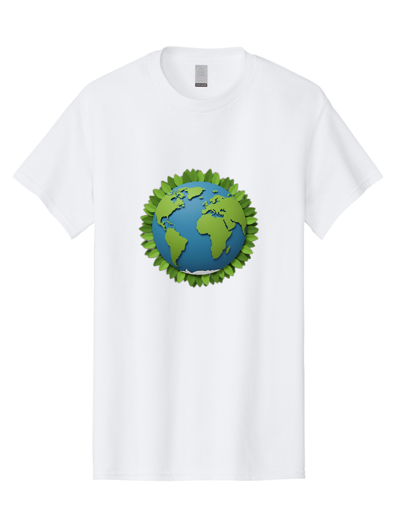 Globe-With-Leaves-1 Men'S Graphic Tee, 100% Cotton, Comfortable Casual Summer Wear, Machine Washable, Globe Surrounded By Leaves, Eco-Friendly, Sustainable Living, Environmental Conservation, Green Earth, World Unity, Going Green, Earth Day Baa757