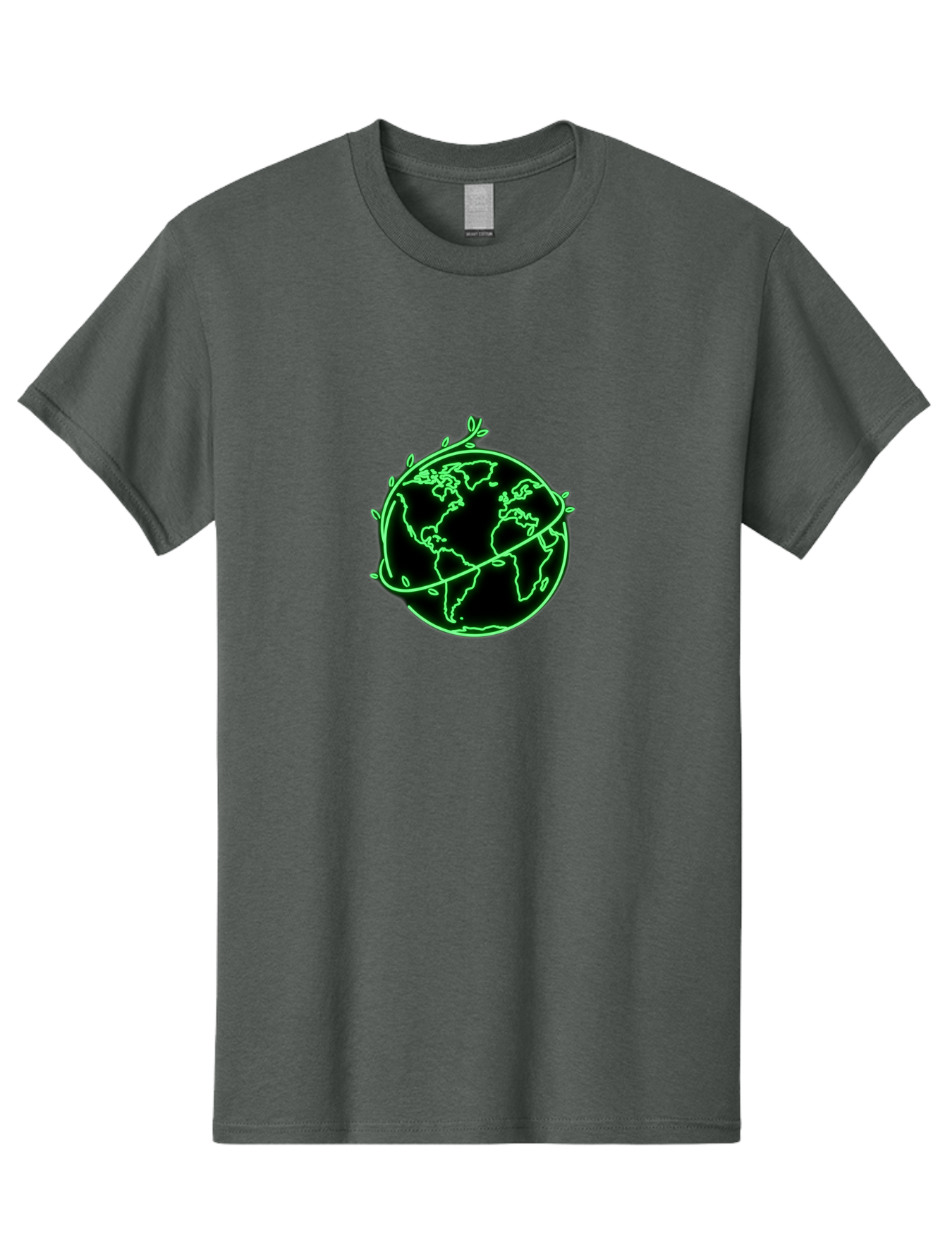 Globe-With-Leaves-2 Men'S Graphic Tee, 100% Cotton, Comfortable Casual Summer Wear, Machine Washable, Globe With Leaves, Eco-Friendly, Sustainable Living, Green Earth, Environmental Awareness, Conservation, Global Unity, Nature, Eco-Conscious Baa758
