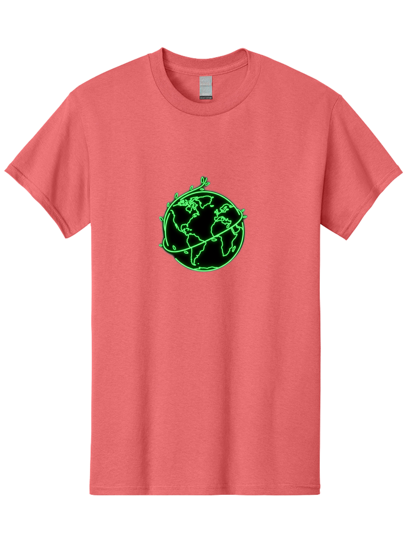 Globe-With-Leaves-2 Men'S Graphic Tee, 100% Cotton, Comfortable Casual Summer Wear, Machine Washable, Globe With Leaves, Eco-Friendly, Sustainable Living, Green Earth, Environmental Awareness, Conservation, Global Unity, Nature, Eco-Conscious Baa758