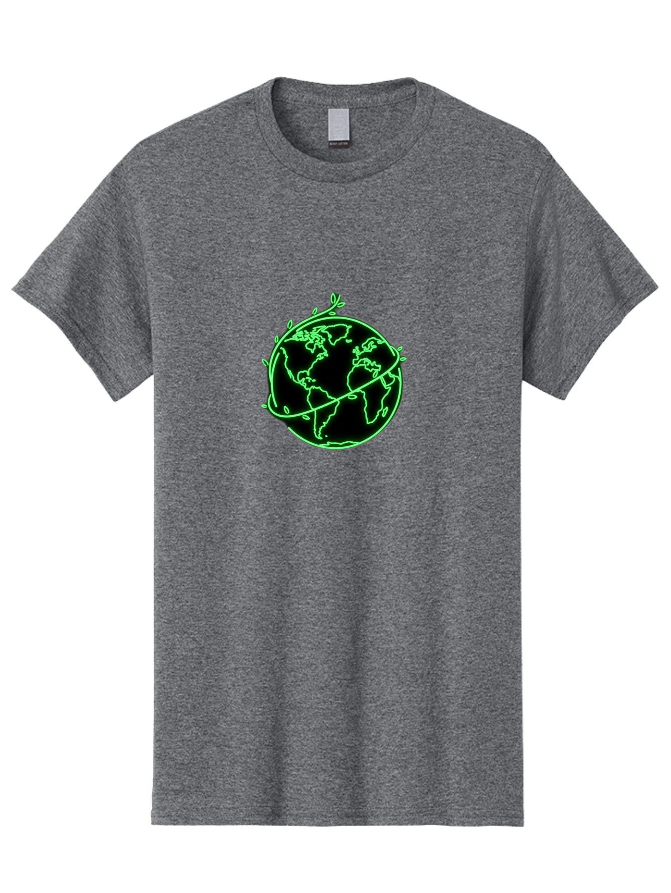 Globe-With-Leaves-2 Men'S Graphic Tee, 100% Cotton, Comfortable Casual Summer Wear, Machine Washable, Globe With Leaves, Eco-Friendly, Sustainable Living, Green Earth, Environmental Awareness, Conservation, Global Unity, Nature, Eco-Conscious Baa758