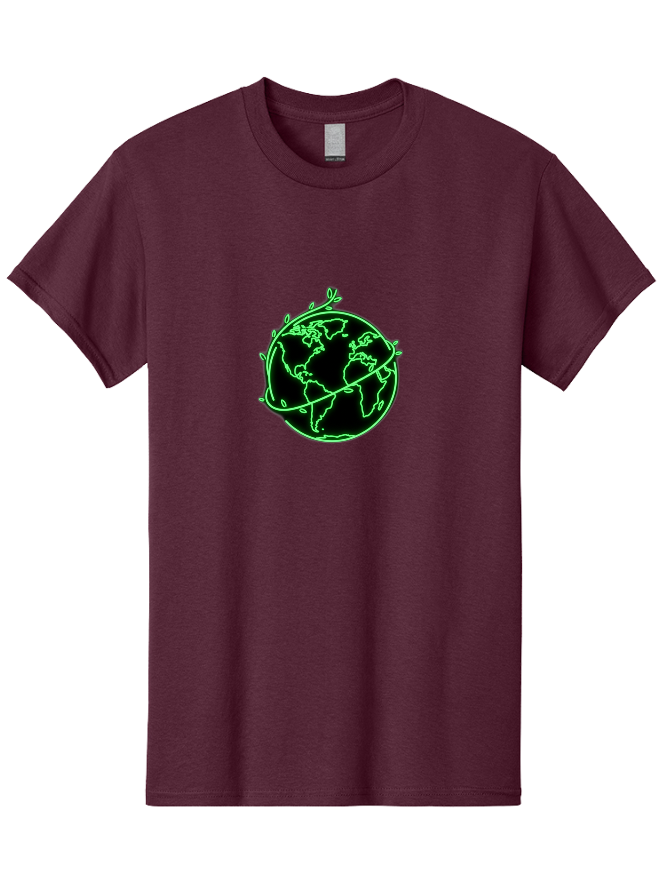 Globe-With-Leaves-2 Men'S Graphic Tee, 100% Cotton, Comfortable Casual Summer Wear, Machine Washable, Globe With Leaves, Eco-Friendly, Sustainable Living, Green Earth, Environmental Awareness, Conservation, Global Unity, Nature, Eco-Conscious Baa758