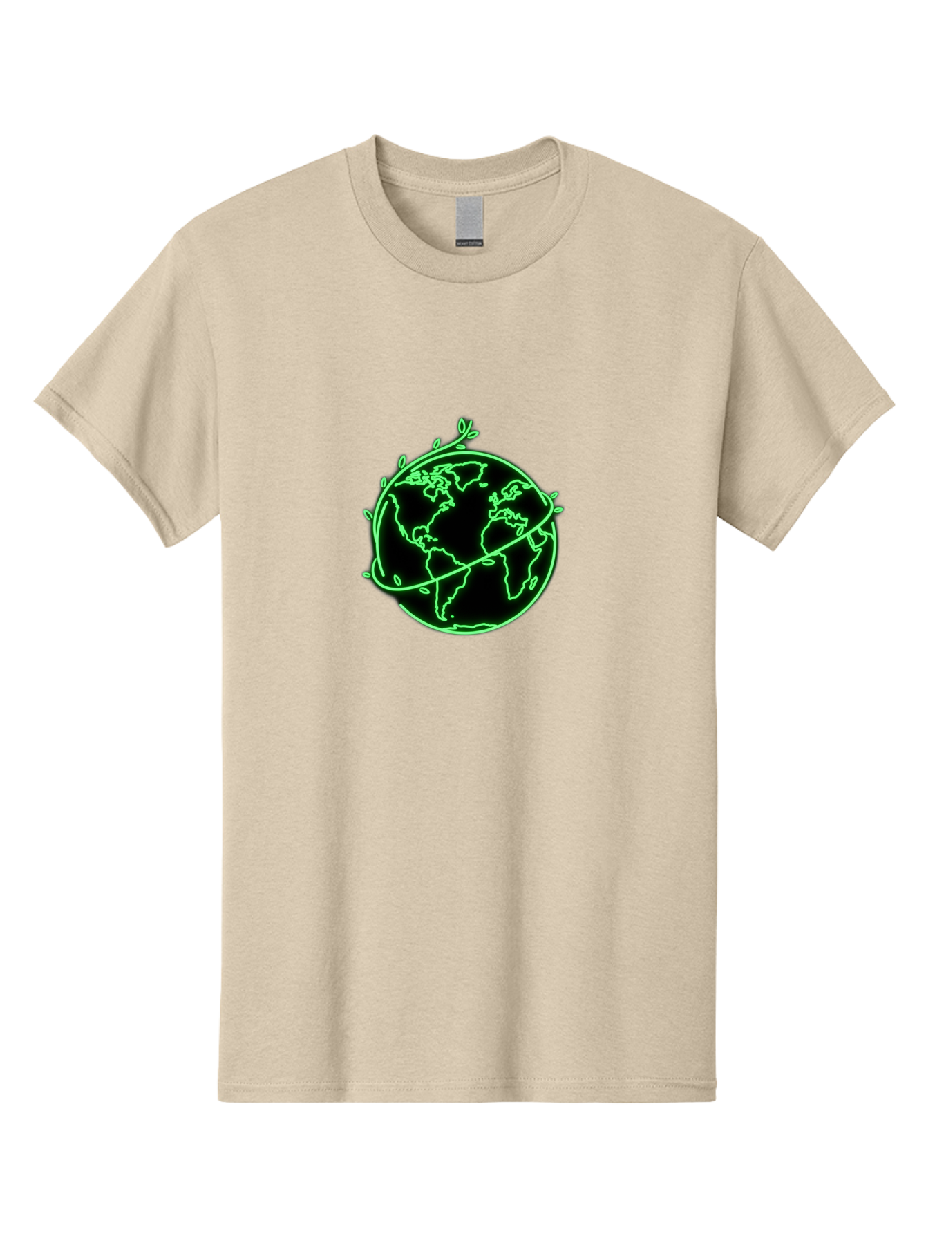Globe-With-Leaves-2 Men'S Graphic Tee, 100% Cotton, Comfortable Casual Summer Wear, Machine Washable, Globe With Leaves, Eco-Friendly, Sustainable Living, Green Earth, Environmental Awareness, Conservation, Global Unity, Nature, Eco-Conscious Baa758