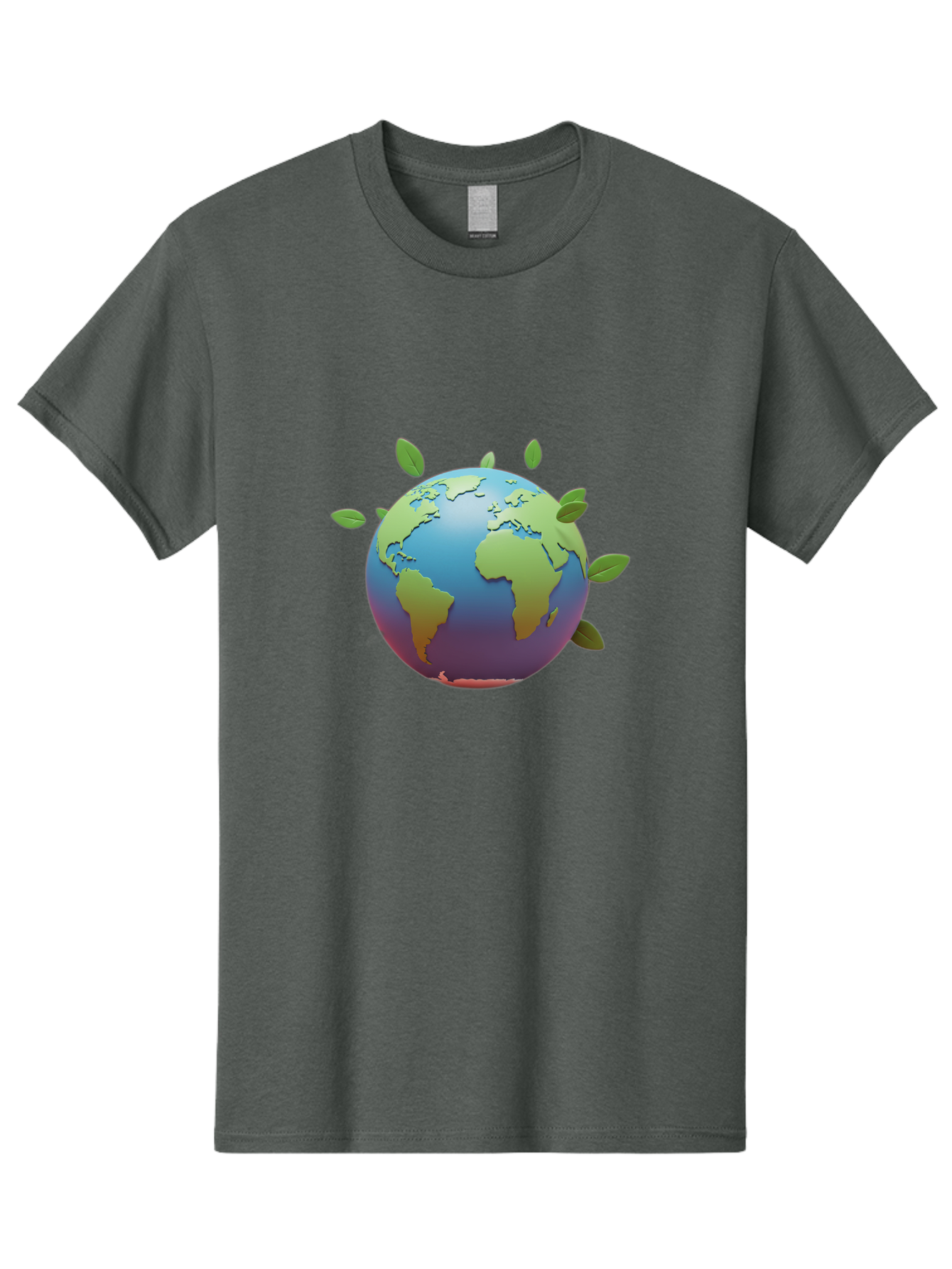 Globe-With-Leaves Men'S Graphic Tee, 100% Cotton, Comfortable Casual Summer Wear, Machine Washable, Globe With Leaves, Eco Friendly, Environmental Awareness, Green Earth, Sustainable Living, Eco Consciousness, World Unity Baa759