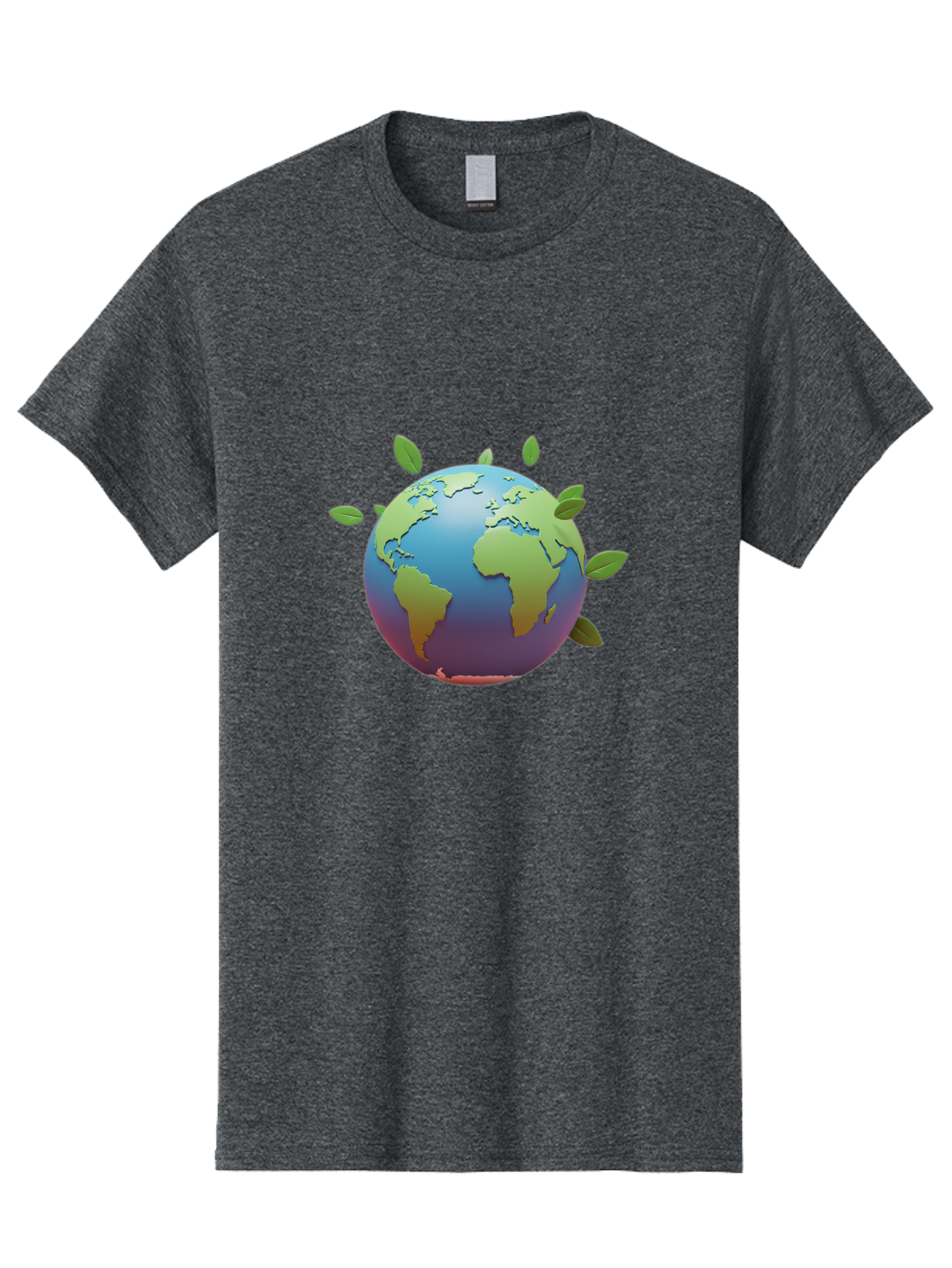 Globe-With-Leaves Men'S Graphic Tee, 100% Cotton, Comfortable Casual Summer Wear, Machine Washable, Globe With Leaves, Eco Friendly, Environmental Awareness, Green Earth, Sustainable Living, Eco Consciousness, World Unity Baa759