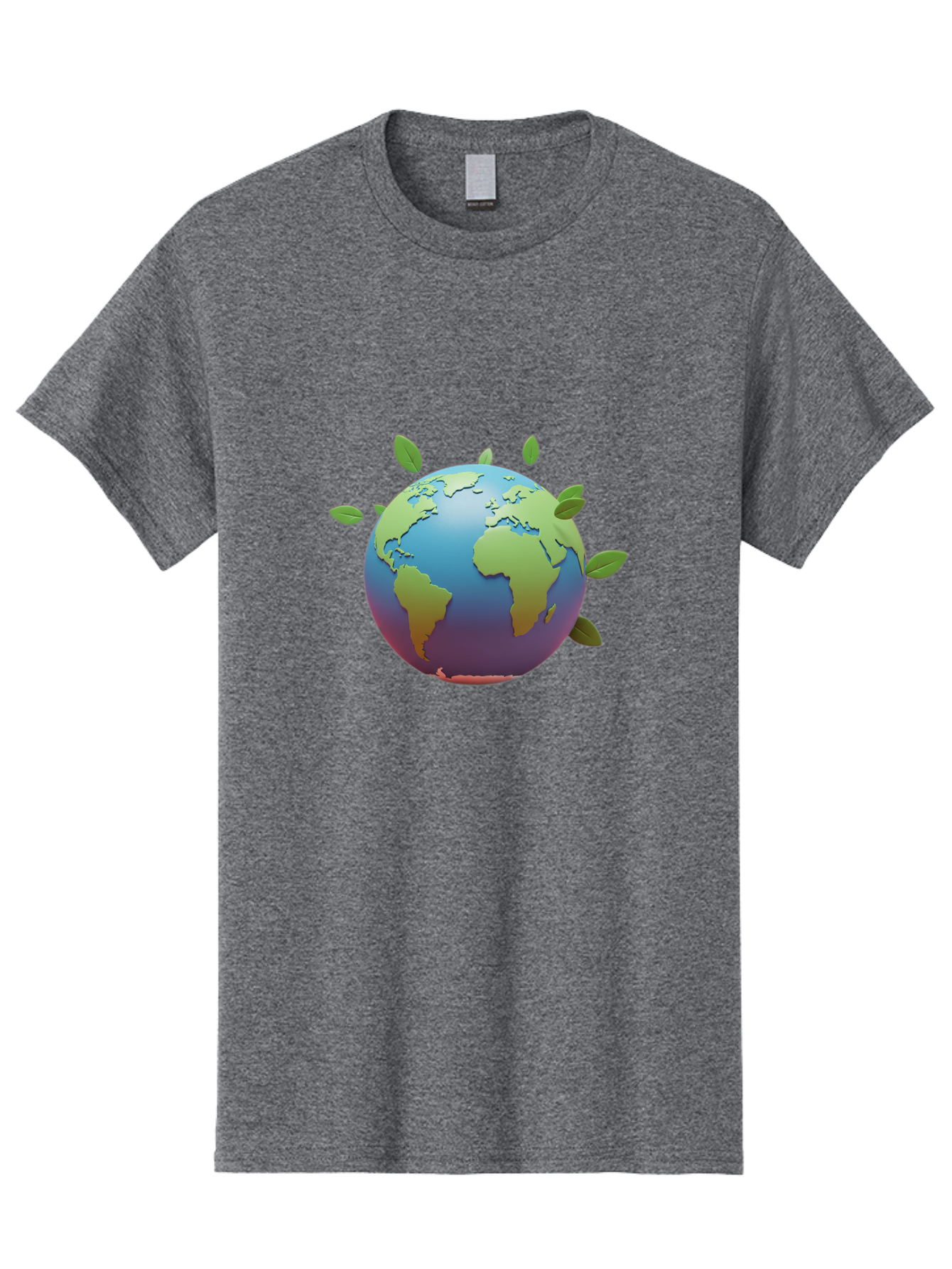 Globe-With-Leaves Men'S Graphic Tee, 100% Cotton, Comfortable Casual Summer Wear, Machine Washable, Globe With Leaves, Eco Friendly, Environmental Awareness, Green Earth, Sustainable Living, Eco Consciousness, World Unity Baa759