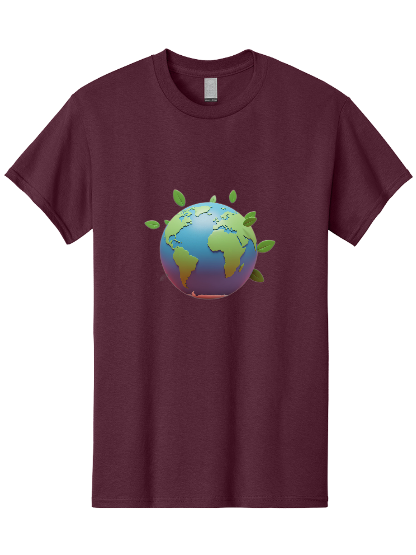 Globe-With-Leaves Men'S Graphic Tee, 100% Cotton, Comfortable Casual Summer Wear, Machine Washable, Globe With Leaves, Eco Friendly, Environmental Awareness, Green Earth, Sustainable Living, Eco Consciousness, World Unity Baa759
