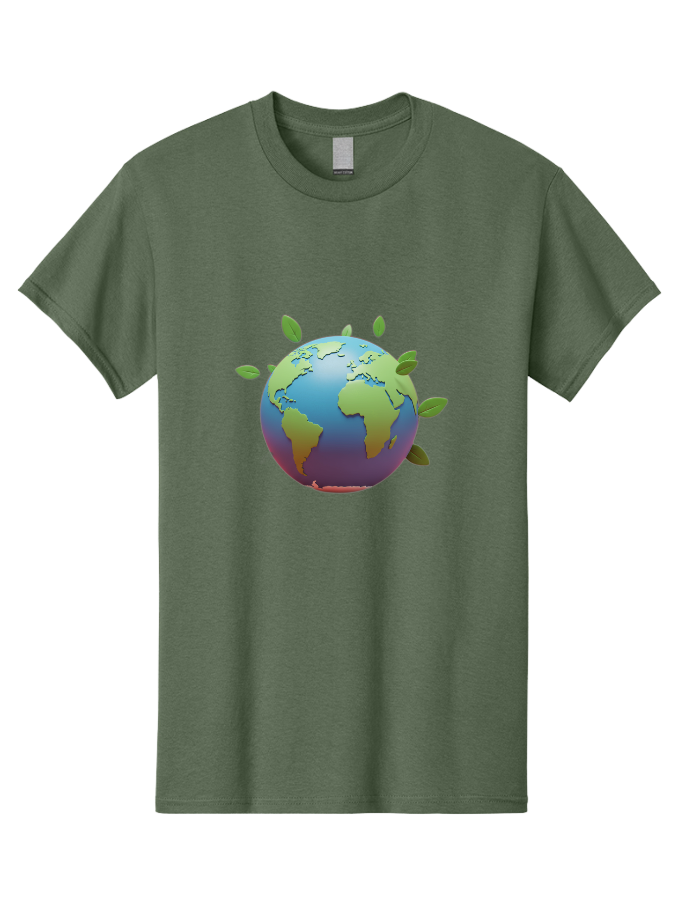 Globe-With-Leaves Men'S Graphic Tee, 100% Cotton, Comfortable Casual Summer Wear, Machine Washable, Globe With Leaves, Eco Friendly, Environmental Awareness, Green Earth, Sustainable Living, Eco Consciousness, World Unity Baa759