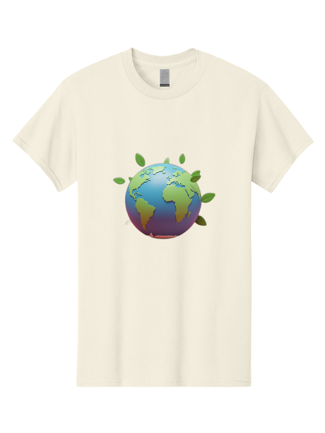 Globe-With-Leaves Men'S Graphic Tee, 100% Cotton, Comfortable Casual Summer Wear, Machine Washable, Globe With Leaves, Eco Friendly, Environmental Awareness, Green Earth, Sustainable Living, Eco Consciousness, World Unity Baa759