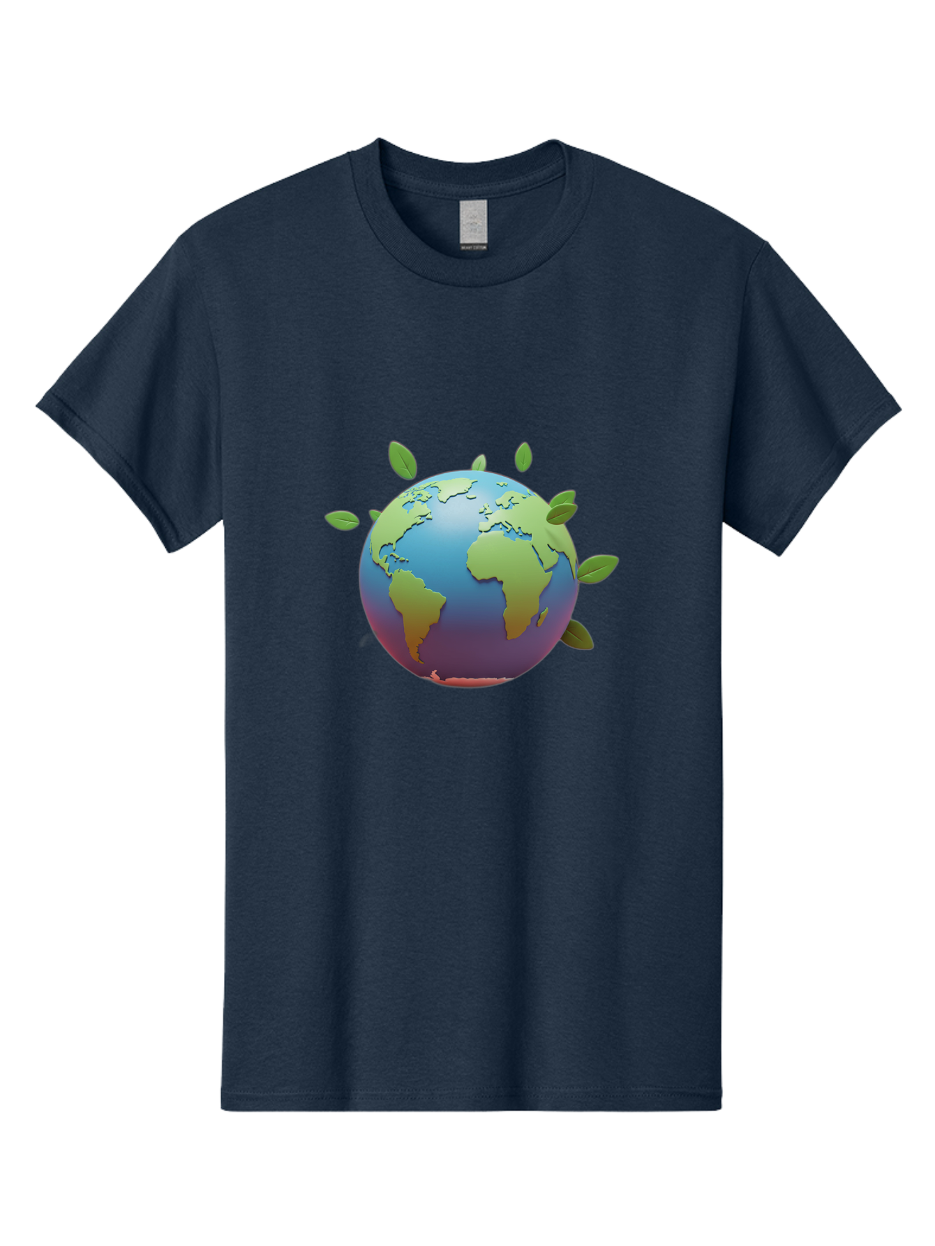 Globe-With-Leaves Men'S Graphic Tee, 100% Cotton, Comfortable Casual Summer Wear, Machine Washable, Globe With Leaves, Eco Friendly, Environmental Awareness, Green Earth, Sustainable Living, Eco Consciousness, World Unity Baa759