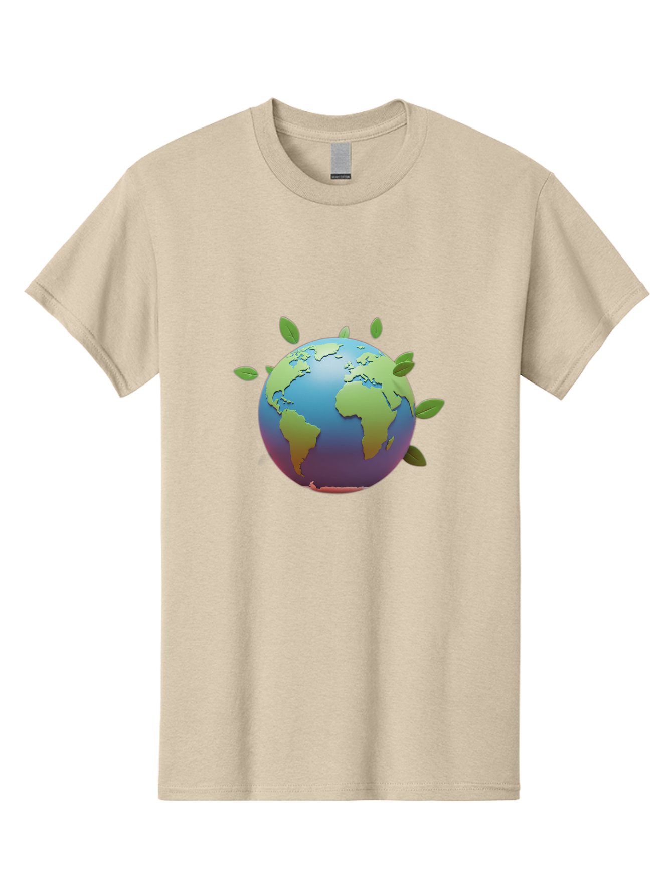 Globe-With-Leaves Men'S Graphic Tee, 100% Cotton, Comfortable Casual Summer Wear, Machine Washable, Globe With Leaves, Eco Friendly, Environmental Awareness, Green Earth, Sustainable Living, Eco Consciousness, World Unity Baa759