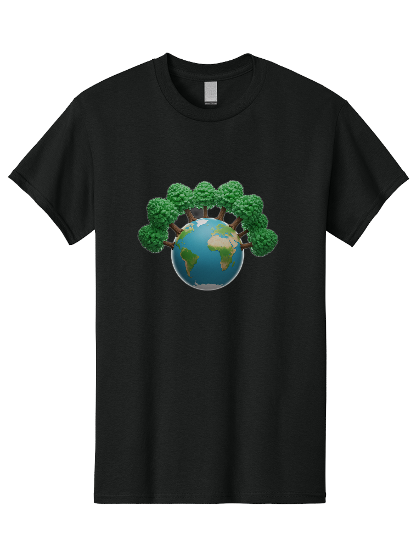 Globe-With-Trees Men'S Graphic Tee, 100% Cotton, Comfortable Casual Summer Wear, Machine Washable, Globe With Trees, Earth Illustration, Virus Concept, Environmental Awareness, Eco Friendly, Tree Hugging Earth, Coronavirus, Global Unity, Baa761