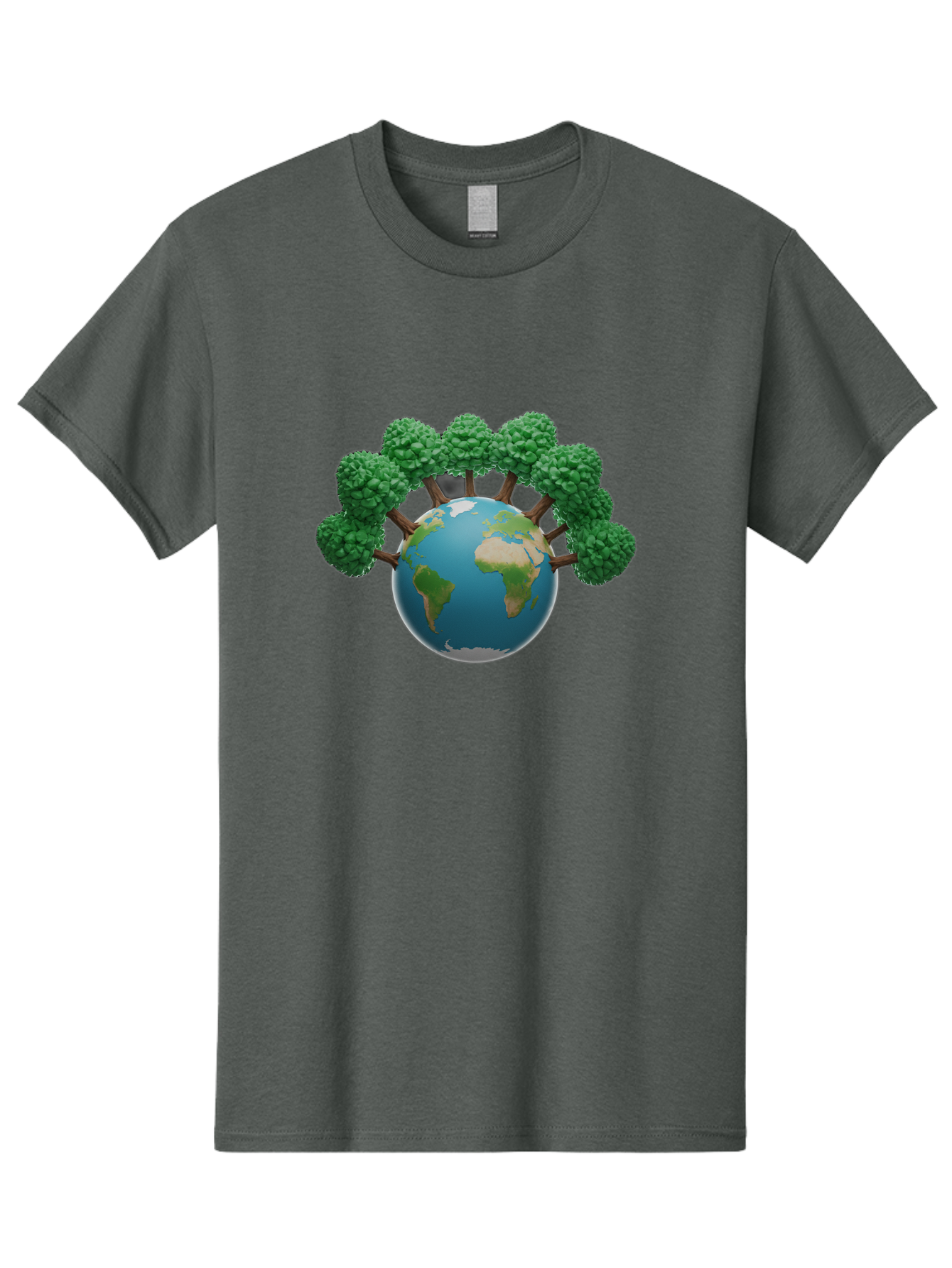 Globe-With-Trees Men'S Graphic Tee, 100% Cotton, Comfortable Casual Summer Wear, Machine Washable, Globe With Trees, Earth Illustration, Virus Concept, Environmental Awareness, Eco Friendly, Tree Hugging Earth, Coronavirus, Global Unity, Baa761