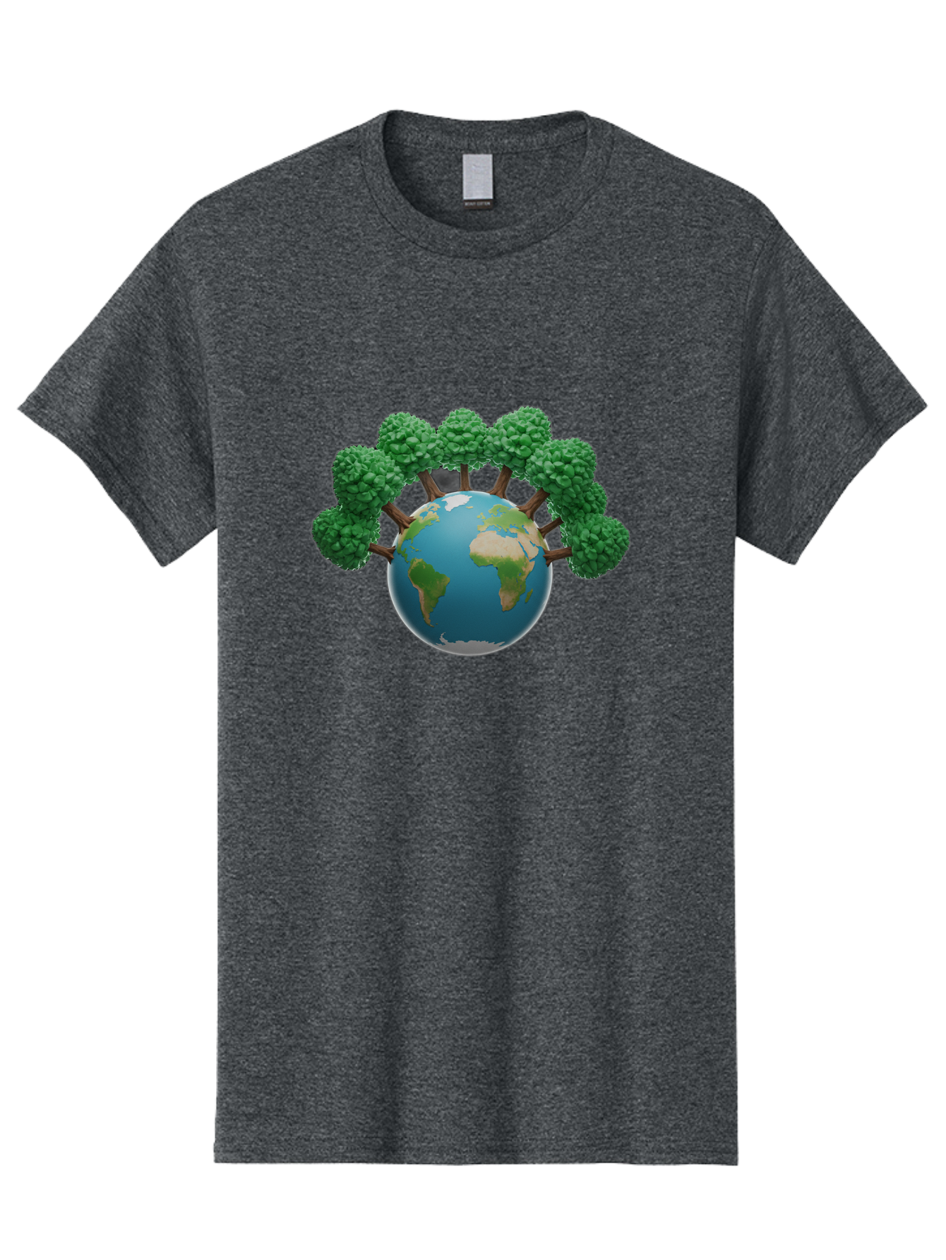 Globe-With-Trees Men'S Graphic Tee, 100% Cotton, Comfortable Casual Summer Wear, Machine Washable, Globe With Trees, Earth Illustration, Virus Concept, Environmental Awareness, Eco Friendly, Tree Hugging Earth, Coronavirus, Global Unity, Baa761