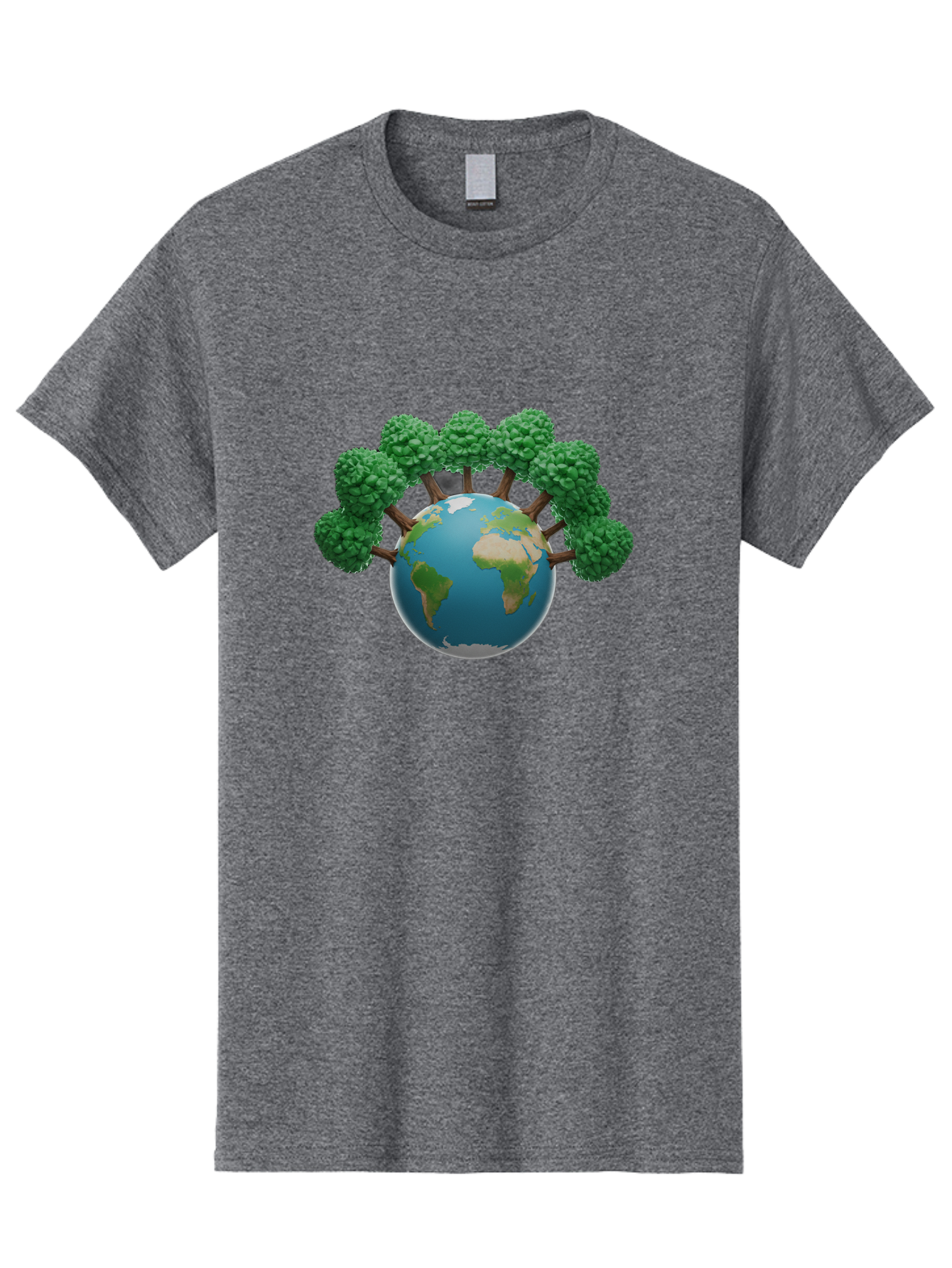 Globe-With-Trees Men'S Graphic Tee, 100% Cotton, Comfortable Casual Summer Wear, Machine Washable, Globe With Trees, Earth Illustration, Virus Concept, Environmental Awareness, Eco Friendly, Tree Hugging Earth, Coronavirus, Global Unity, Baa761